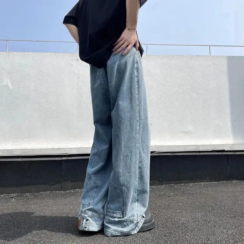 Japanese Brand Retro loose straight leg inverted jeans Size US 32 / EU 48 - 2 Thumbnail