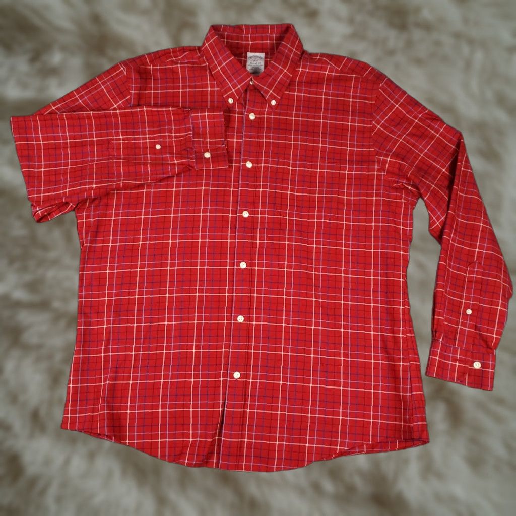 Brooks Brothers Brooks Brothers Shirt Mens XL Red Check Regent Casual Button Up Long Sleeve Size US XL / EU 56 / 4 - 1 Thumbnail