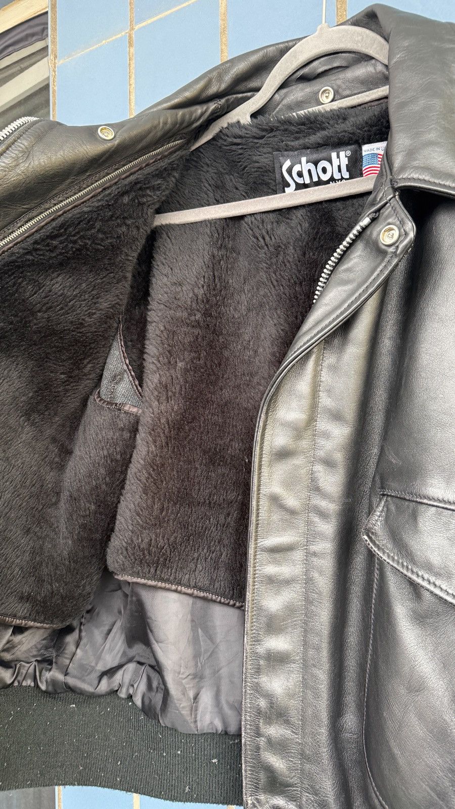 Schott Schott Leather Bomber Jacket with Removable Shearling Lining Size US M / EU 48-50 / 2 - 5 Thumbnail