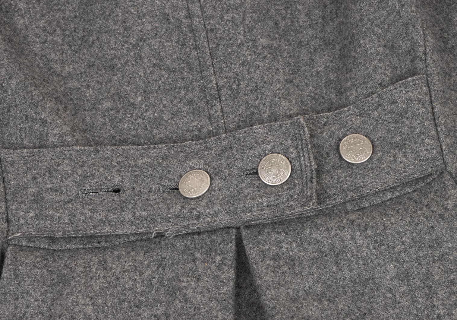 Jean Paul Gaultier Wool Nylon Blend Metal Logo Button Long Double Coat Gray 48 Size US M / EU 48-50 / 2 - 16 Thumbnail