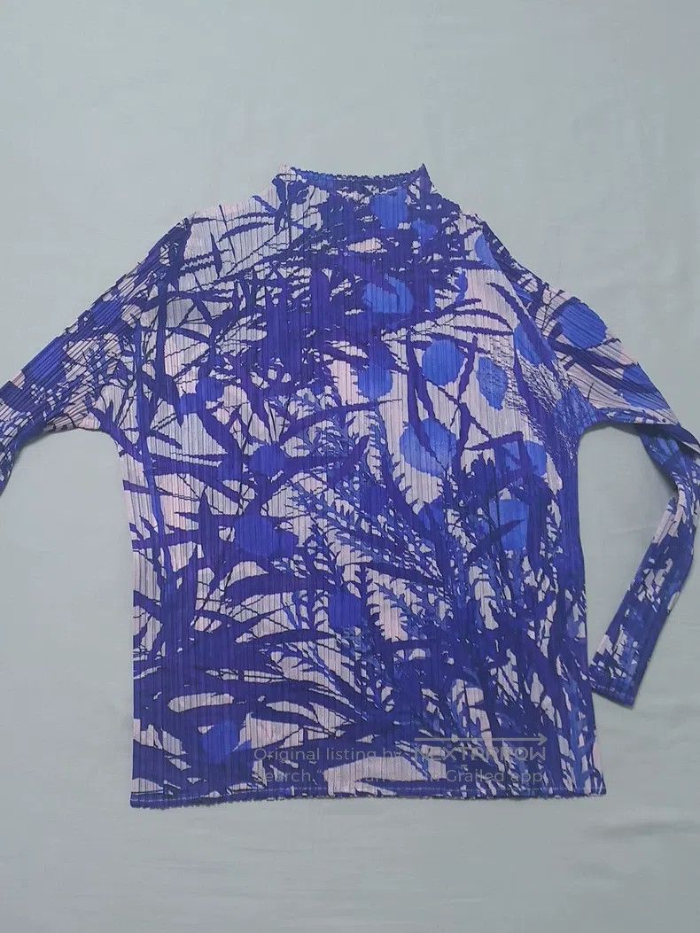 Issey Miyake Issey Miyake Pleated Floral Long Sleeve Top Size L / US 10 / IT 46 - 2 Thumbnail
