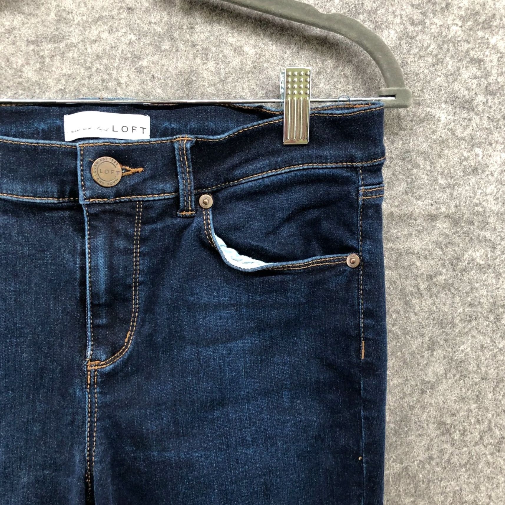 Loft LOFT Jeans Womens Mid Rise Skinny Stretch 30/Blue Dark Wash 5-Pocket Denim Cotton Blend Slim Inseam 25.5in Size 30" / US 8 / IT 44 - 5 Thumbnail