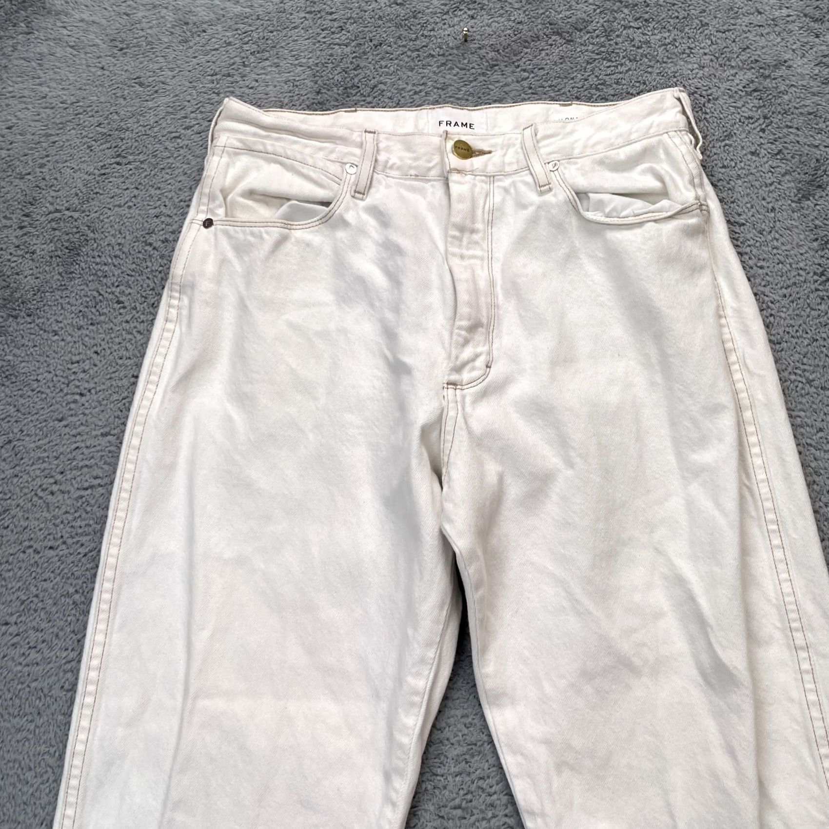 Frame Frame Jeans Womens 29 White Ilona Hamer Straight Leg Denim Cotton Light Wash Jeans Regular 5-Pocket Women Girls Mens Size 30" / US 8 / IT 44 - 5 Thumbnail