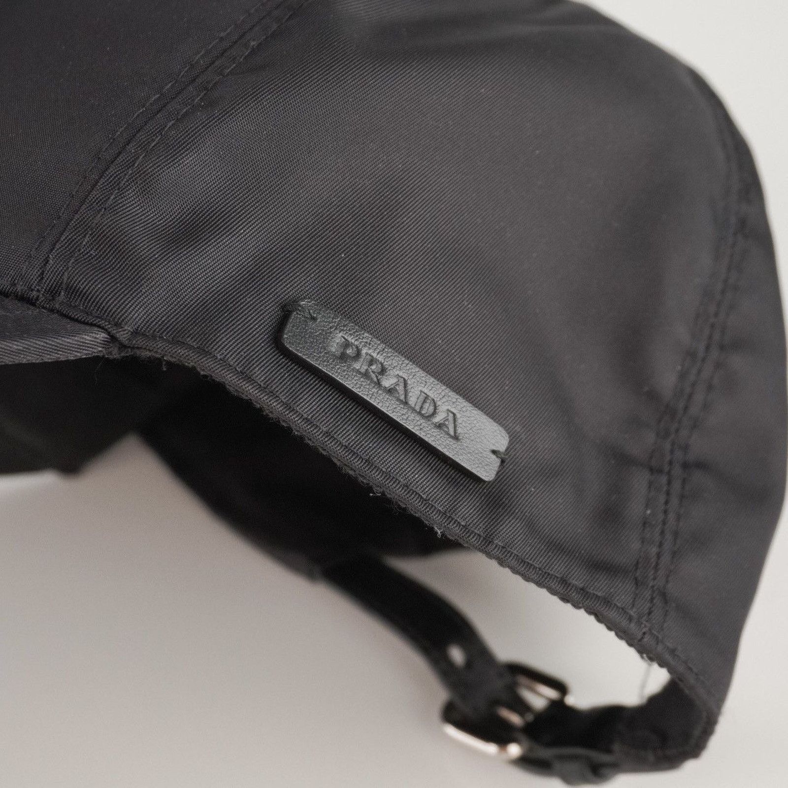 Prada Vintage prada nylon black leather logo baseball cap Size ONE SIZE - 4 Thumbnail