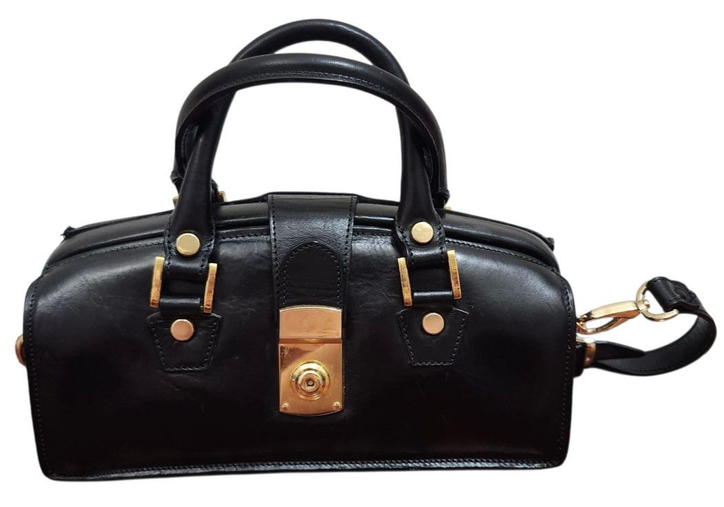 Other Francesco Rogani Black Leather Structured Handbag Gold Size ONE SIZE - 11 Thumbnail