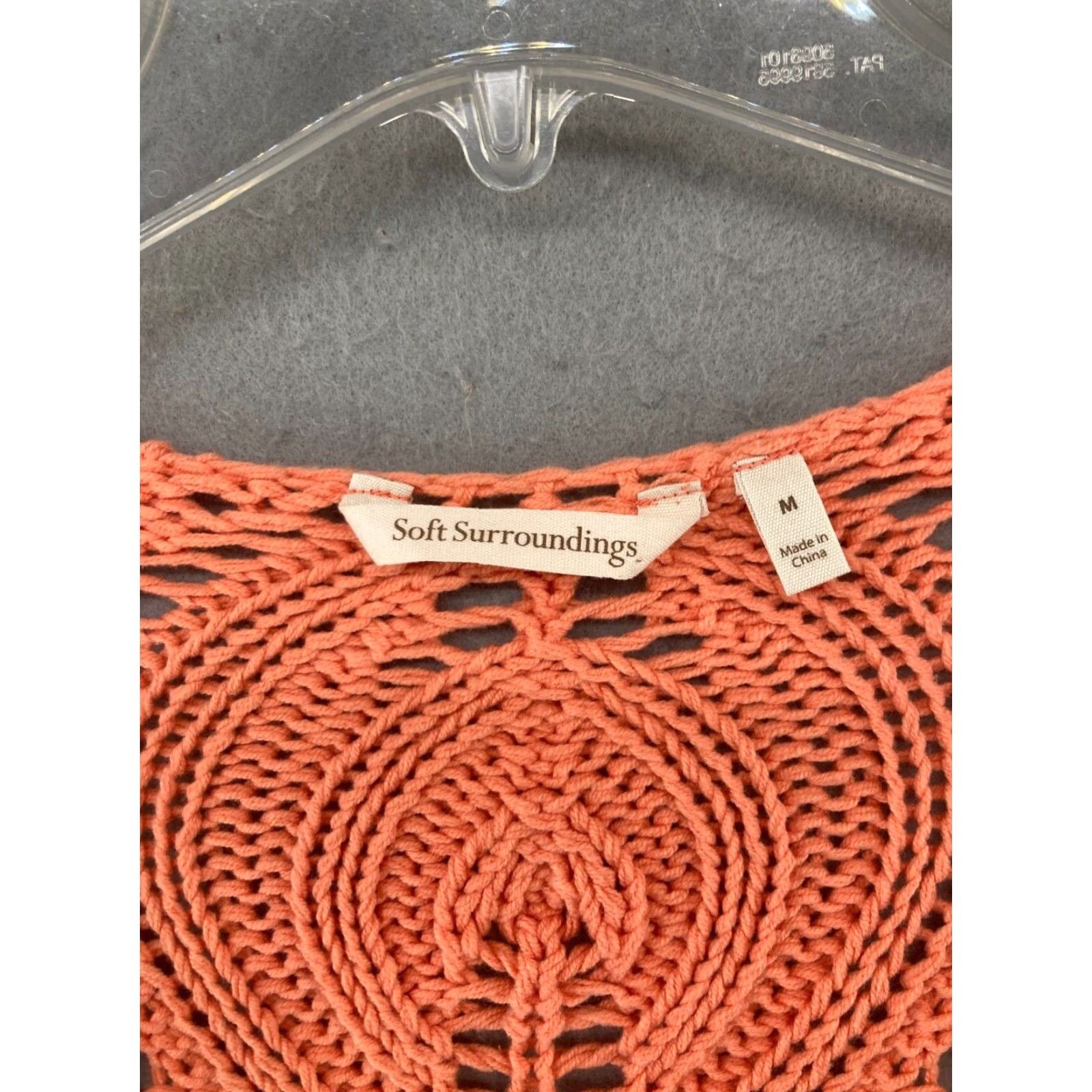 Soft Surroundings Soft Surroundings Cardigan Open-Knit V-Neck Orange Womens M Knit Sweater (Cotton Blend) Size M / US 6-8 / IT 42-44 - 5 Thumbnail