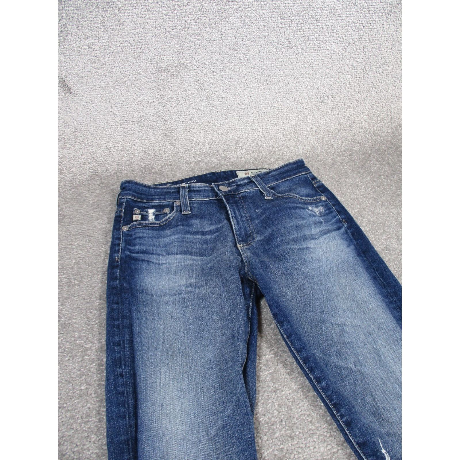 AG Jeans VINTAGE AG Adriano Goldschmied Womens Jeans Skinny Ankle 25 Dark Wash Ripped Zipper 2010s Womens Size 42" / US 20 - 2 Thumbnail
