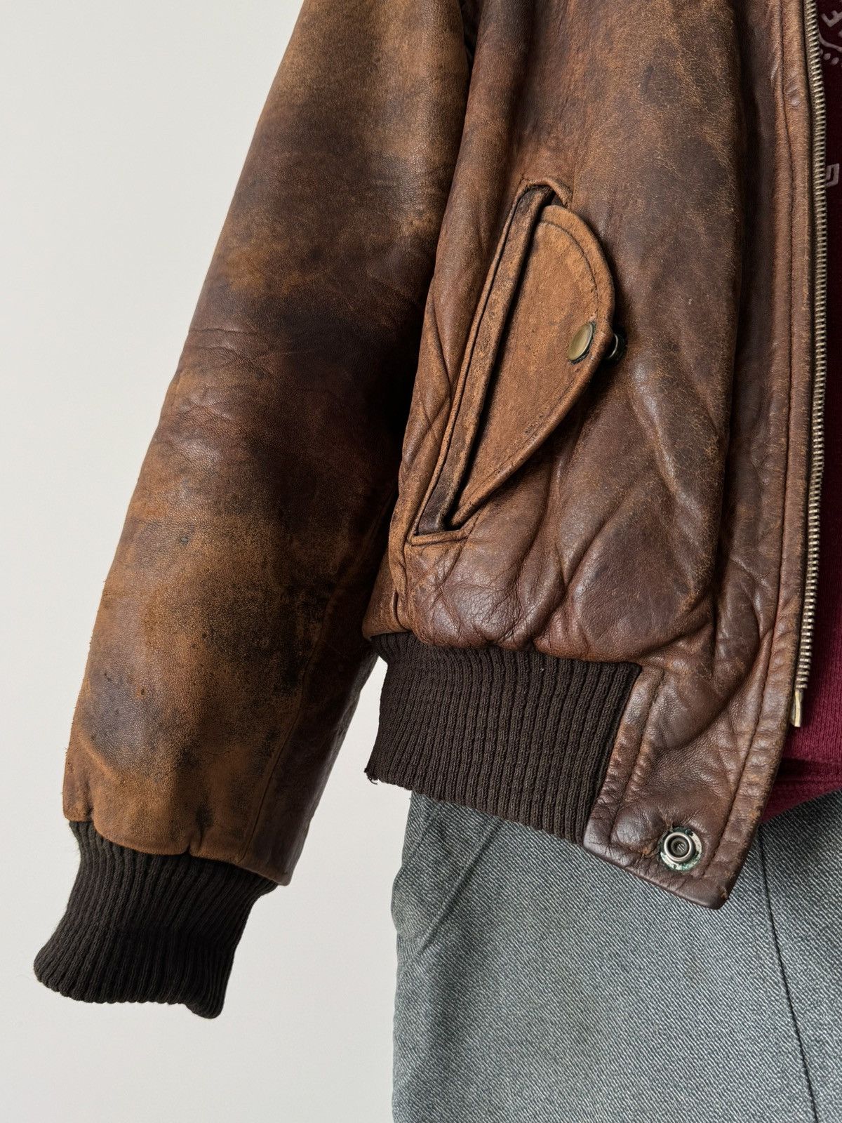 Vintage ≈1960s Vintage USA Hunting 2 in 1 Faded Leather Jacket Size US M / EU 48-50 / 2 - 5 Thumbnail