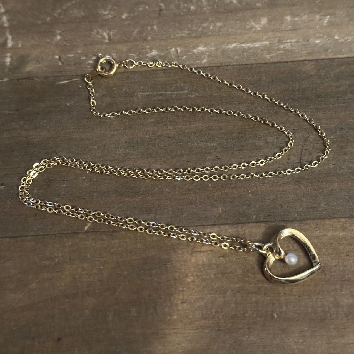 Vintage Vintage gold tone open heart with pearl pendant necklace Size ONE SIZE - 2 Thumbnail