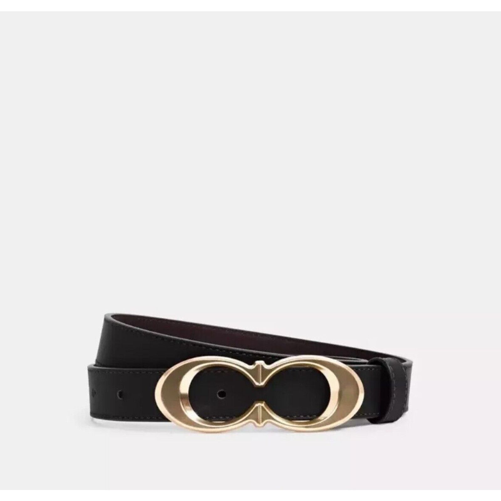 Coach NEW Coach Signature Buckle Belt 25 mm Gold Black Large Size ONE SIZE - 3 Thumbnail