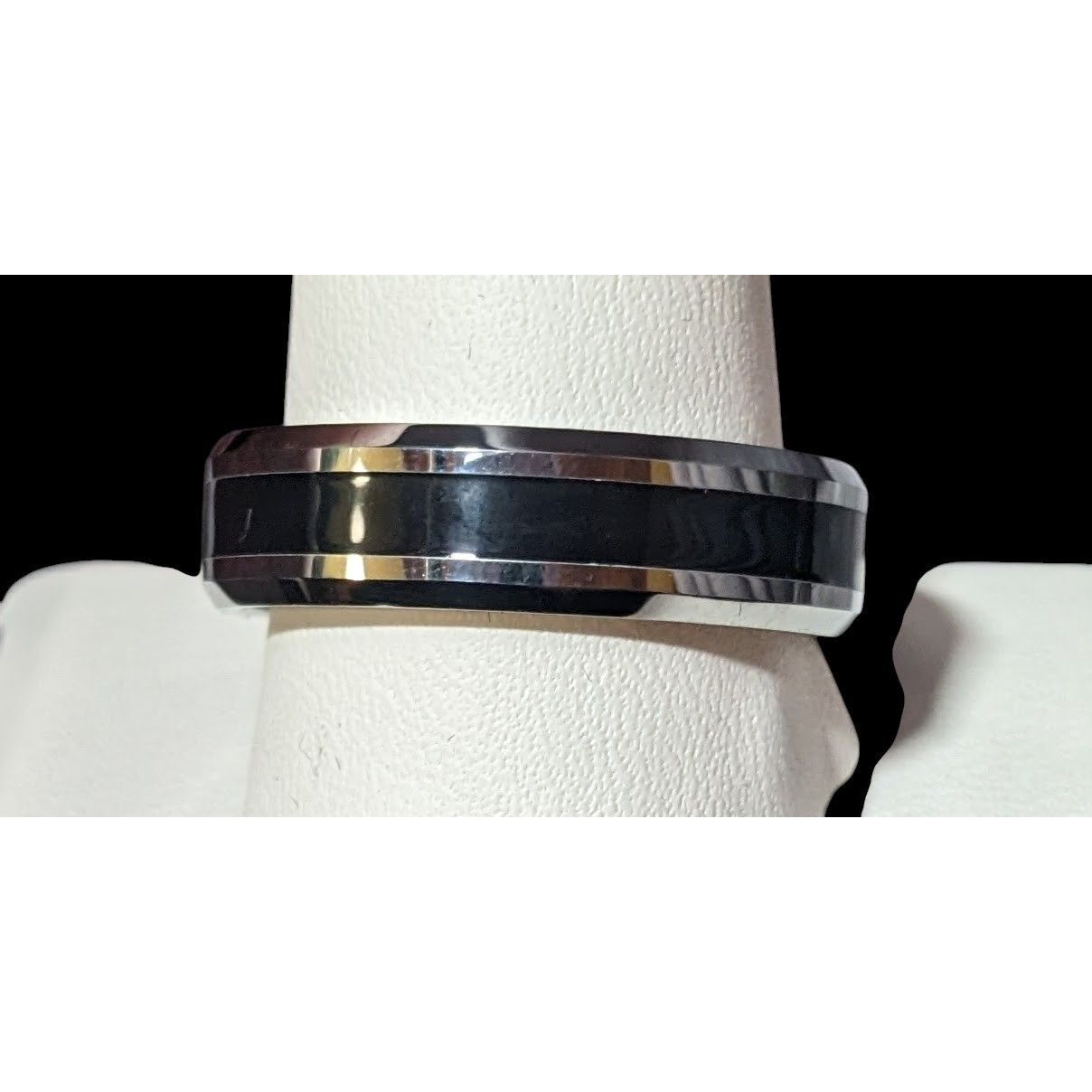 Other JFSG Tungsten Carbide Black And Silver Men's Wedding Ring 7m Size ONE SIZE - 1 Thumbnail