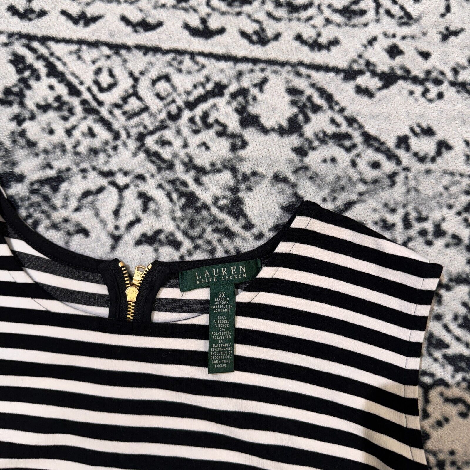 Ralph Lauren × Vintage Ralph Lauren White Black Viscose Striped Top Blouse Size 2XL Size US XXL / EU 58 / 5 - 7 Thumbnail