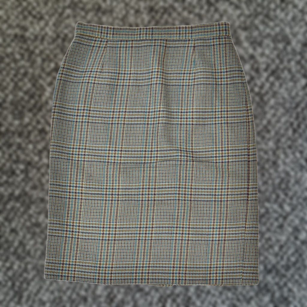 Vintage VINTAGE Womens Skirt Large Grey Check Wool IT 46 W30 Straight Size 36" / US 14 / IT 50 - 1 Thumbnail