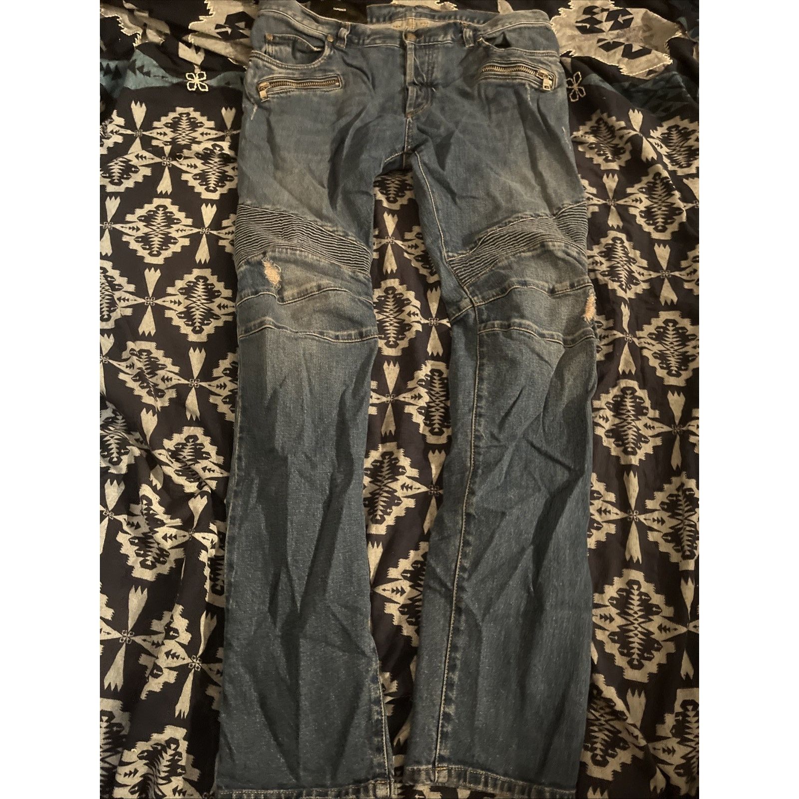 Balmain Balmain Paris Men's Biker Denim Jeans Blue Size 34 Balmain Balmain Paris Men's Biker Denim Jeans Blue Size 34