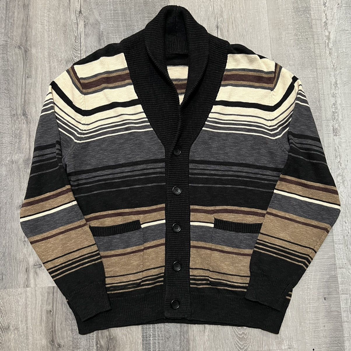 Other Earthtone Striped Cotton Blend Shawl Collar Cardigan Sweater Size US M / EU 48-50 / 2 - 1 Thumbnail