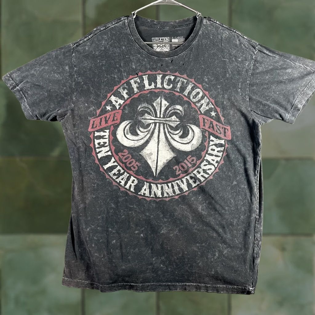 Affliction VINTAGE Affliction Shirt Mens XL Black Ten Year Anniversary Live Fast Tee 2015 Size US XL / EU 56 / 4 - 1 Thumbnail