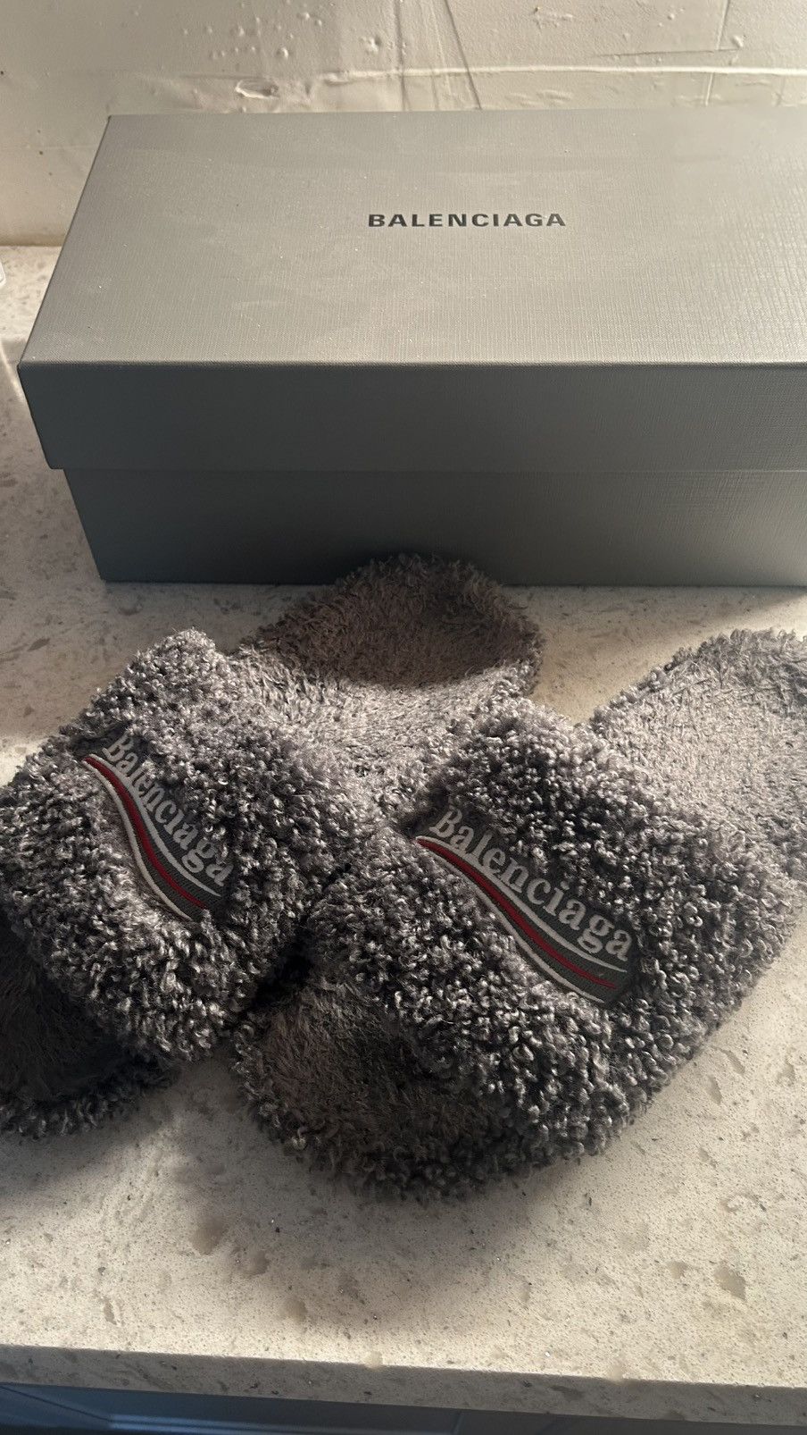 Balenciaga Balenciaga Grey Fur Slide Size US 11 / EU 44 - 1 Thumbnail