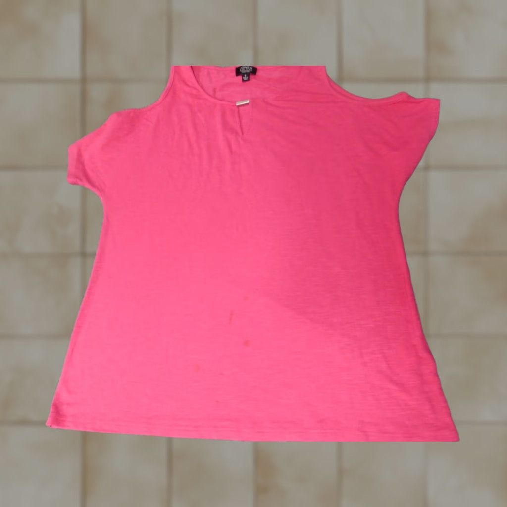 Jones New York Jones New York Womens Blouse S Pink Solid Off the Shoulder Sleeveless Pullover Casual Regular Fit Stretch Pattern: Solid Size S / US 4 / IT 40 - 1 Thumbnail