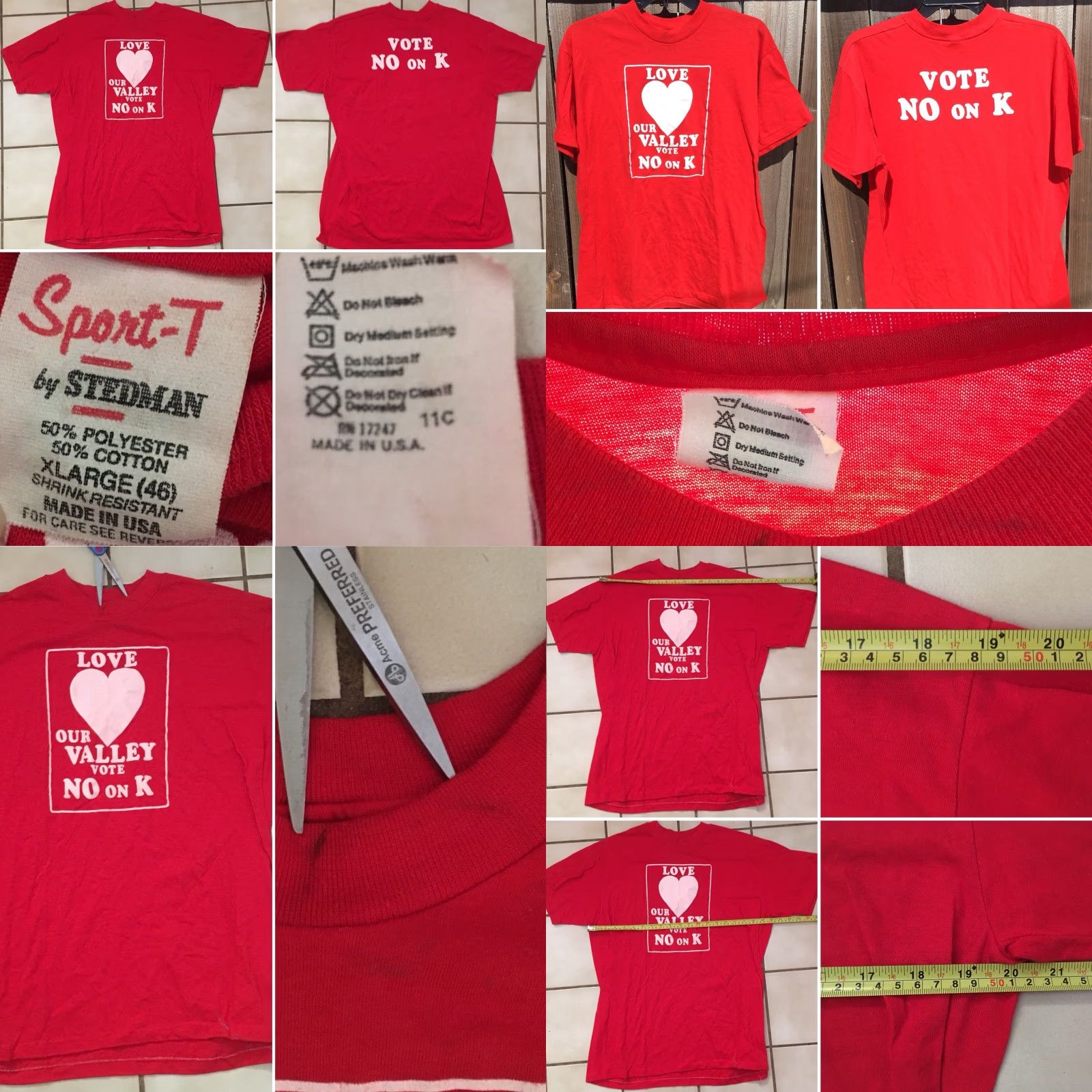 Vintage VINTAGE Love Our Valley Vote No On K T-Shirt Sport-T By Stedman Made In USA XL Men Red Graphic Tee USA XL Men Red Size US XL / EU 56 / 4 - 8 Thumbnail