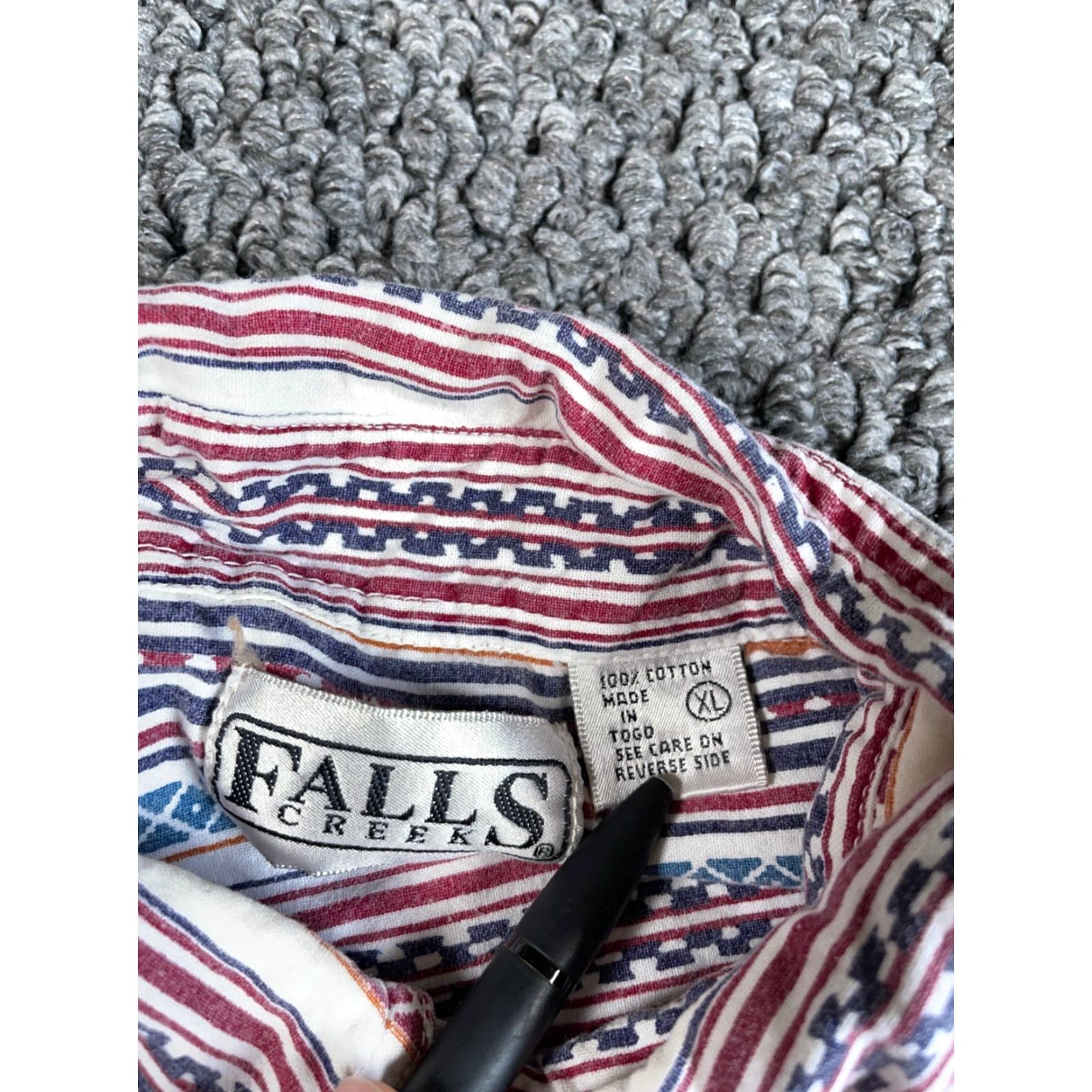 Vintage VTG Falls Creek Button-Down Shirt Adult XL White Geometric Tribal Boho Aztec Bohemian Hipster Retro Casual Mens Shirt Size US XL / EU 56 / 4 - 3 Thumbnail