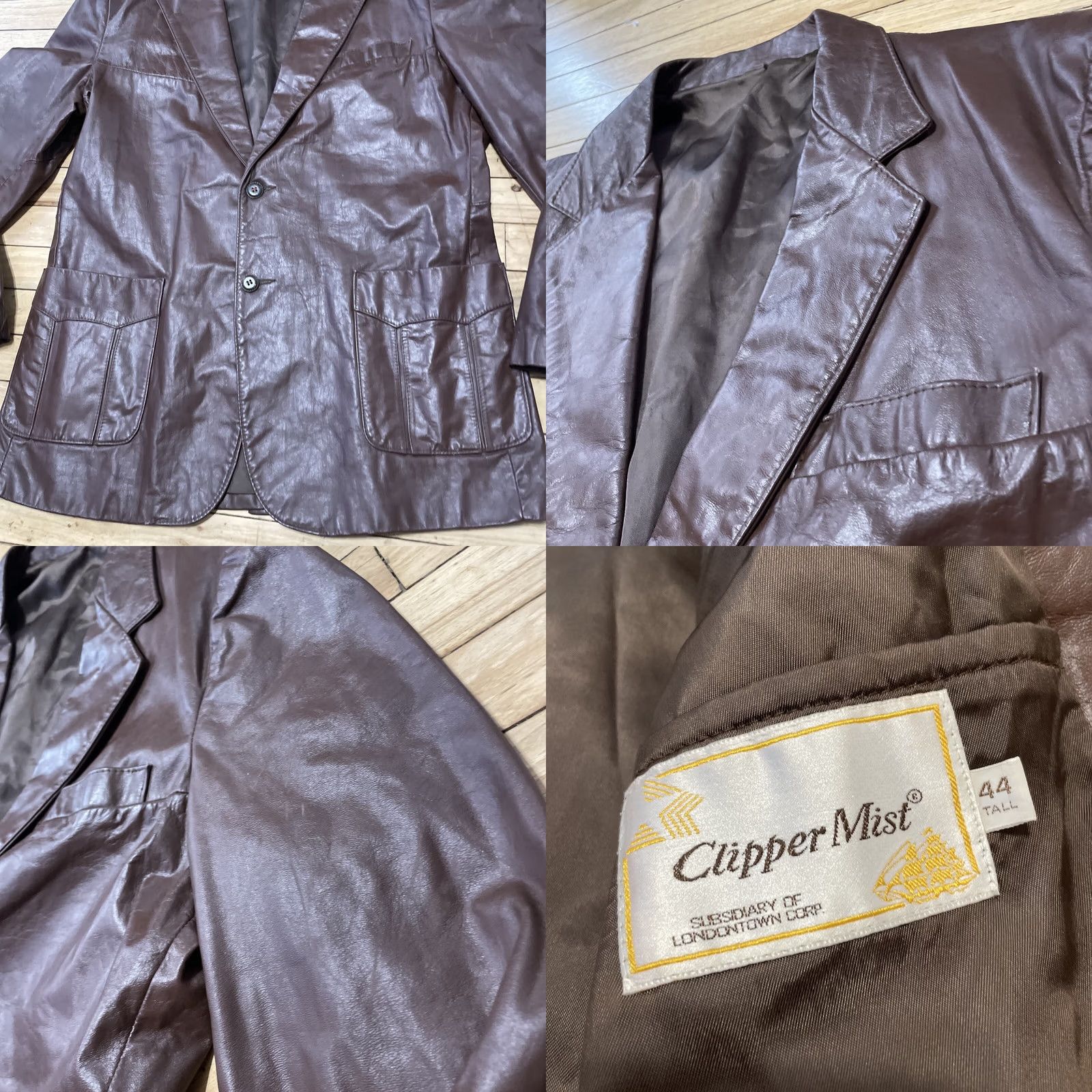 Sears VINTAGE Sears Clipper Mist Men 44 Tall Leather Blazer Jacket Brown 70s Western Chore Style 44T Mens Size 44R - 10 Thumbnail