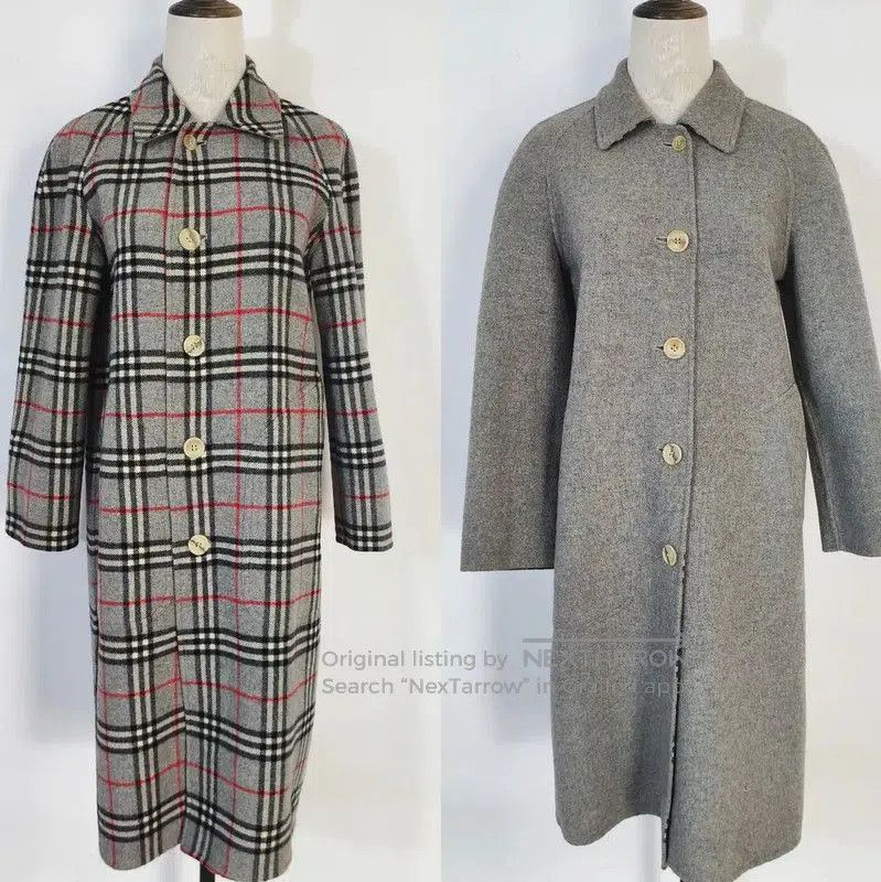 Burberry Burberry Grey Wool Plaid Long Coat for Women. Size M / US 6-8 / IT 42-44 - 1 Thumbnail