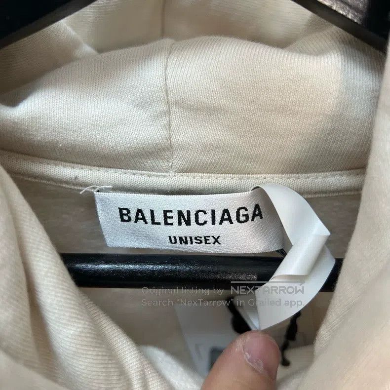 Balenciaga Balenciaga Beige Double Hook Embroidered Pleated Hooded Sw Size US XS / EU 42 / 0 - 3 Thumbnail