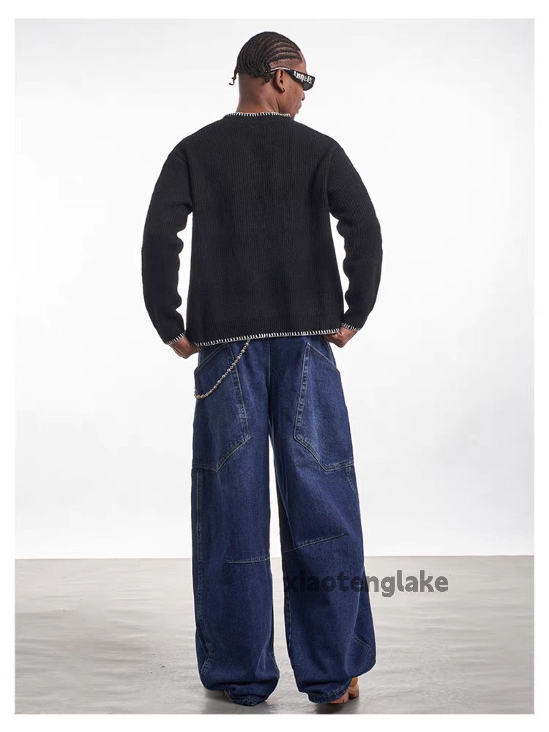 Designer Unisex washed faded cleanfit yuppie y2k baggy jeans Size US 33 - 6 Thumbnail