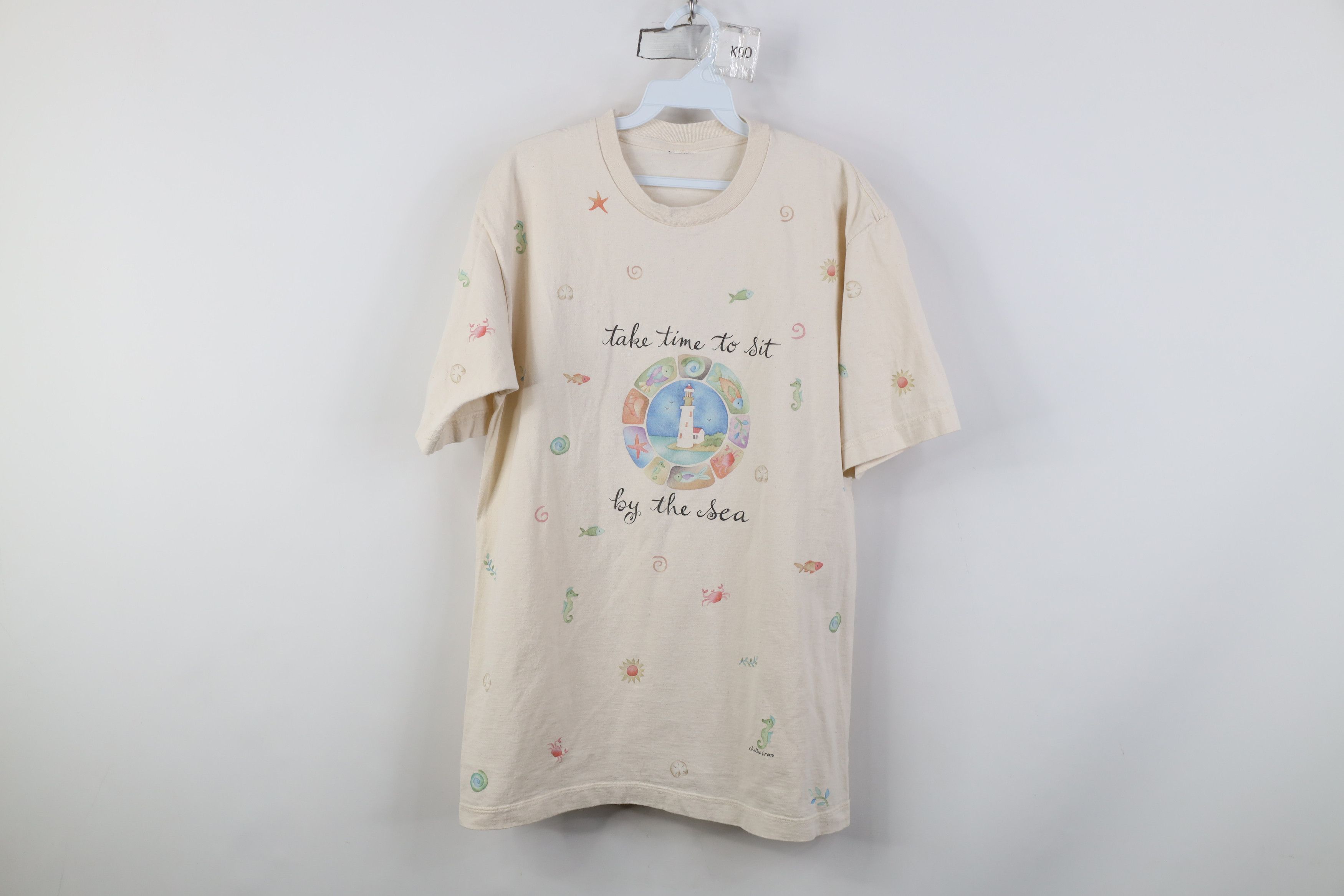 Vintage Vintage 90s Streetwear Beach Fish All Over Print T-Shirt Size M / US 6-8 / IT 42-44 - 1 Thumbnail
