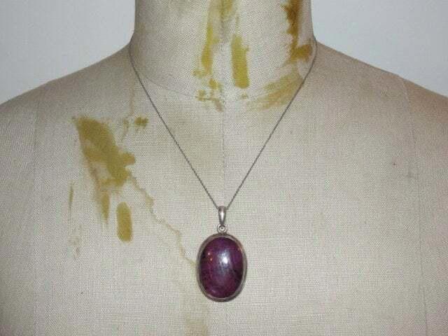 Designer Sterling Silver and Ruby Zoisite Cabochon Pendant Necklace Size ONE SIZE - 3 Thumbnail