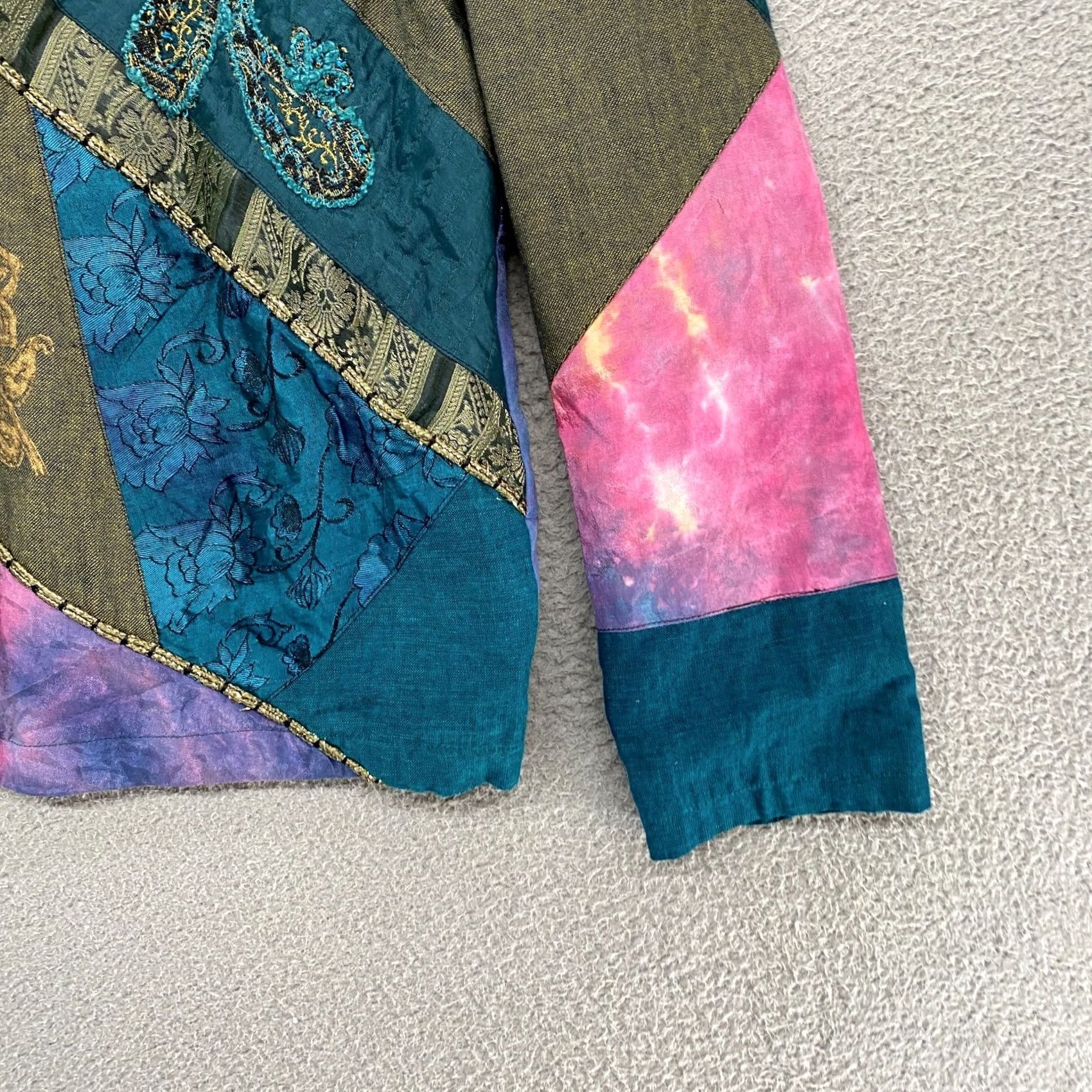 Element VINTAGE Elementz Jacket Womens XL Patchwork 70s Tapestry Art to Wear Floral Size XL / US 12-14 / IT 48-50 - 4 Thumbnail