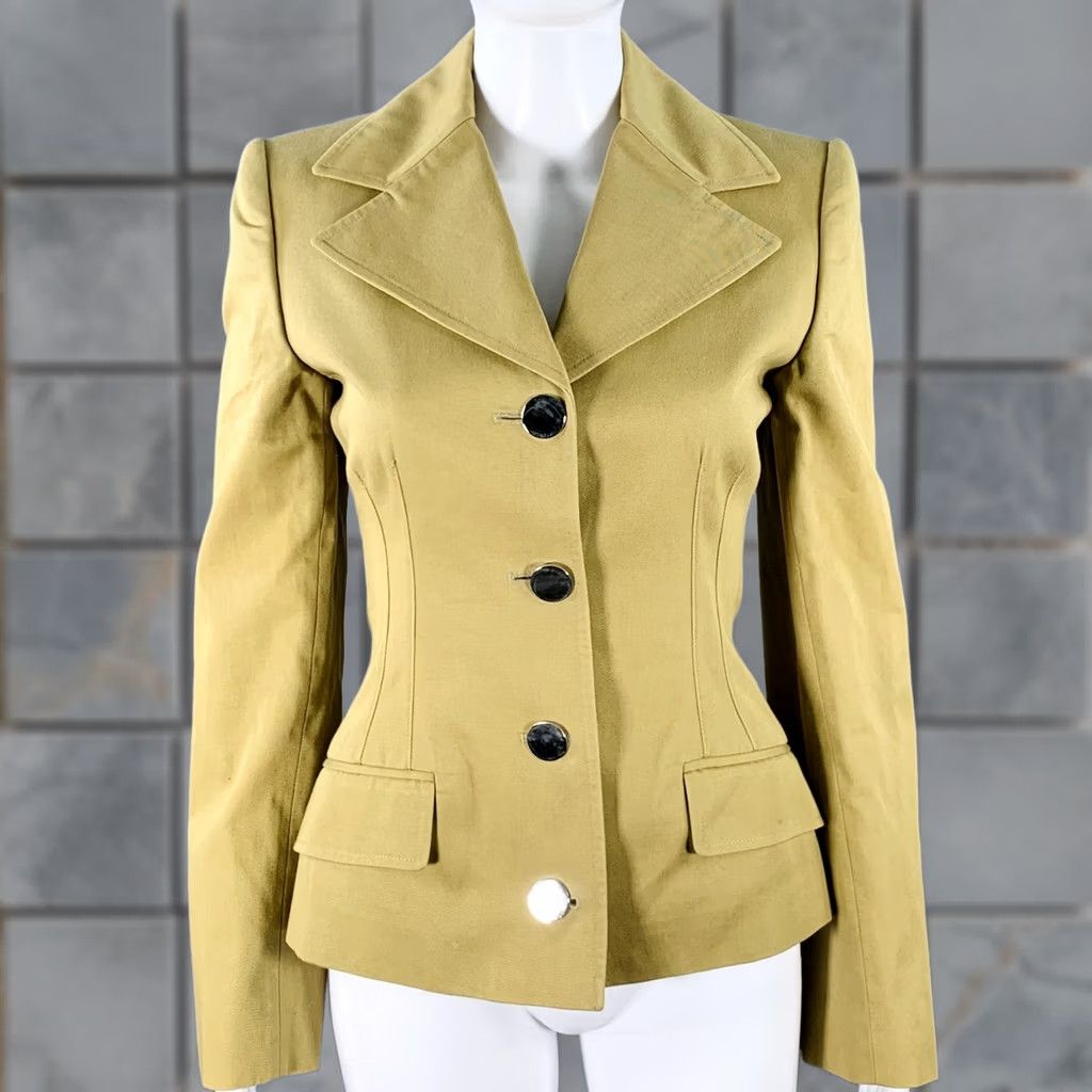 Dolce & Gabbana DOLCE & GABBANA Blazer Khaki Cotton Twill Button Up Size 6 Women Jacket Size M / US 6-8 / IT 42-44 - 1 Thumbnail