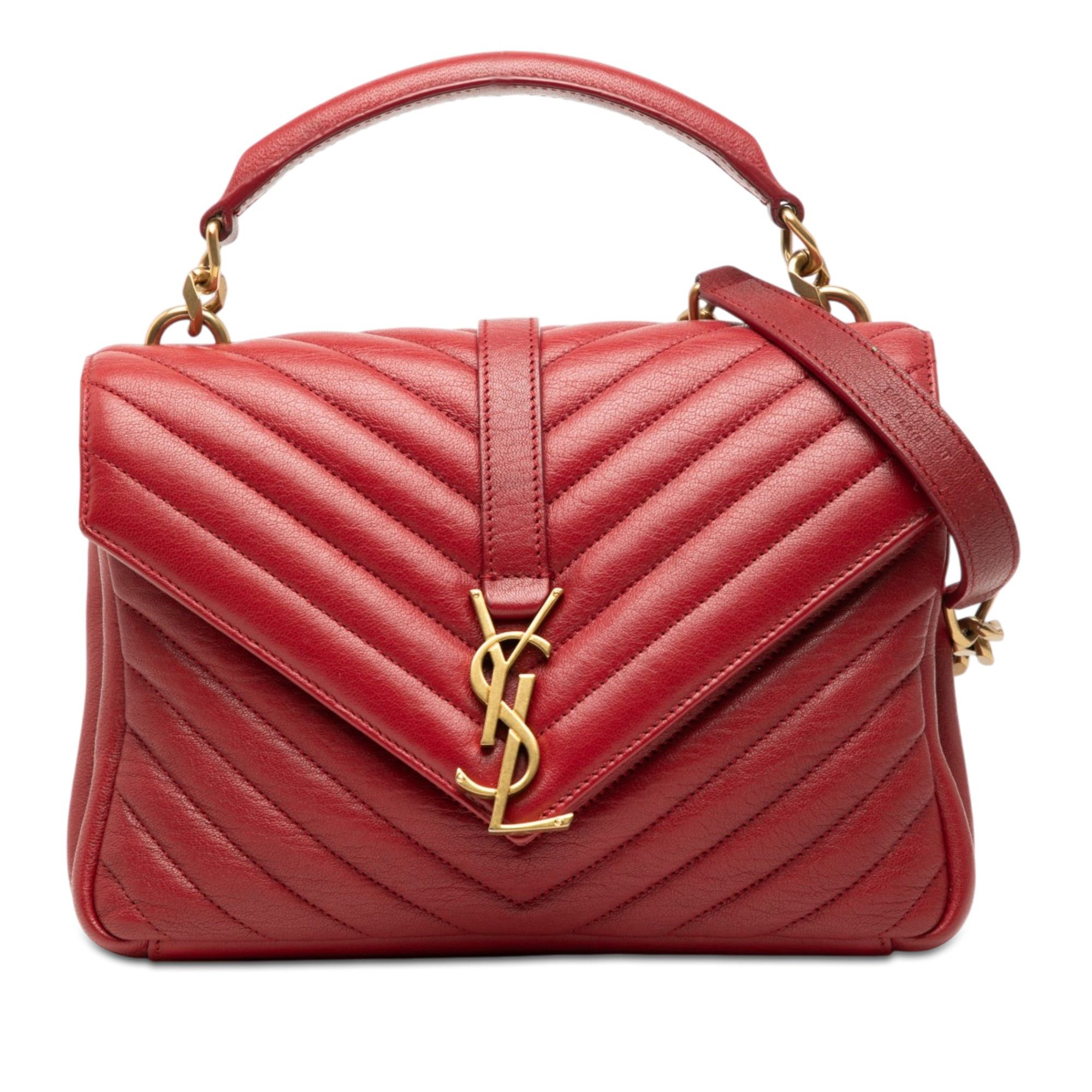 Saint Laurent Paris Medium Chevron Sheepskin Monogram College Satchel Size ONE SIZE - 1 Thumbnail