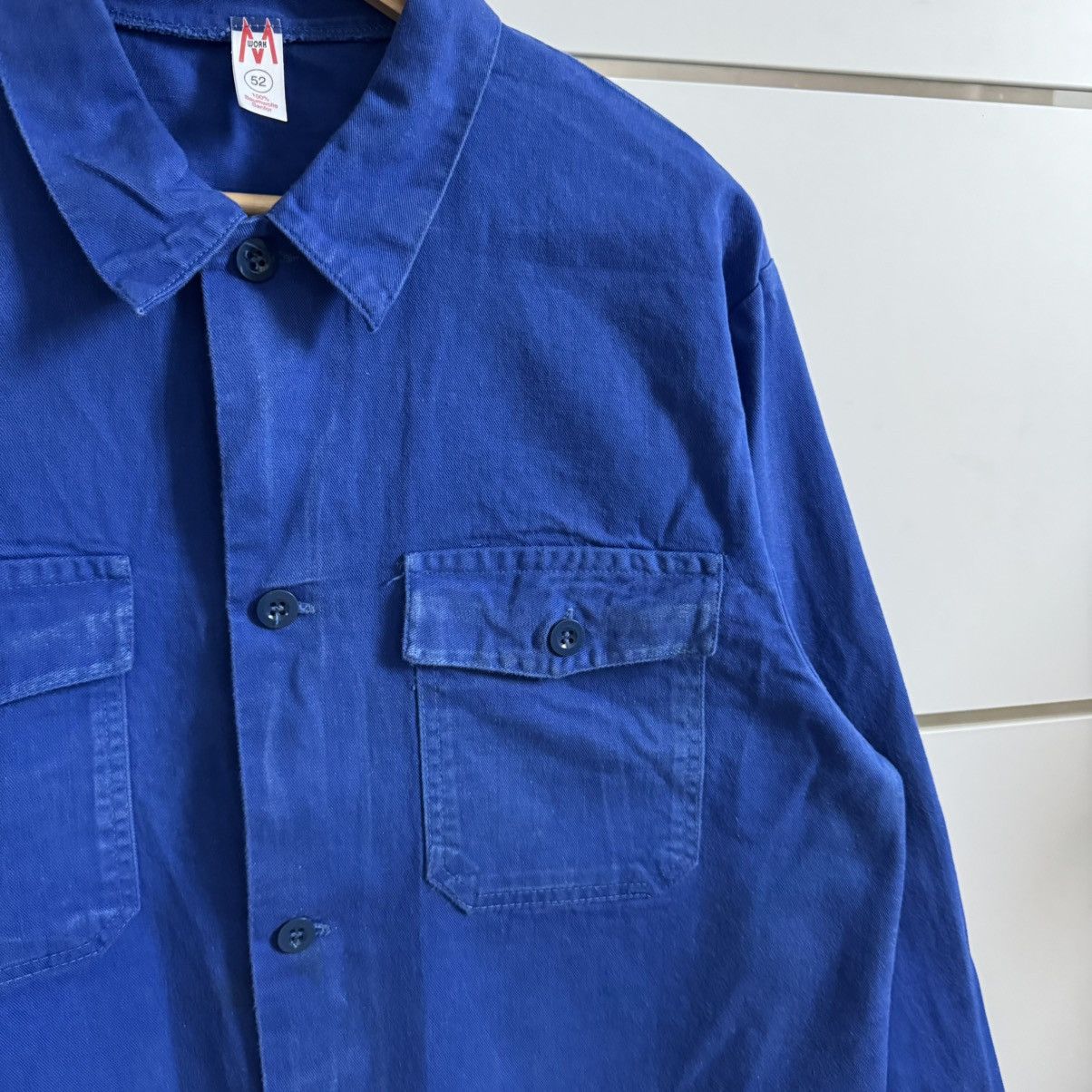 Le Laboureur 80s Work French Faded Two Pockets Sanfor Chore Jacket Size US L / EU 52-54 / 3 - 4 Thumbnail