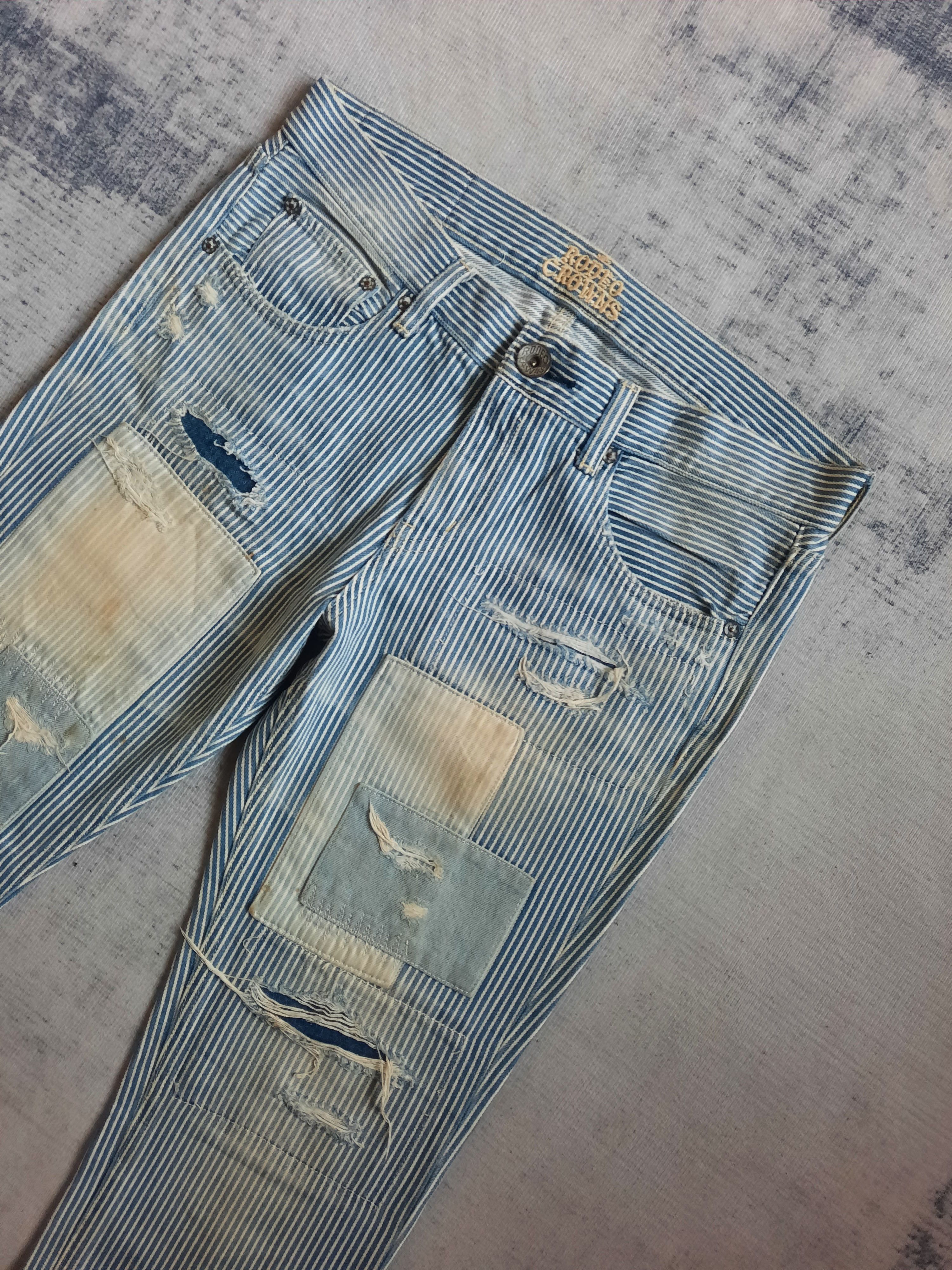 If Six Was Nine 🔱 Radeo crowns hickory stripes patch distressed pants Size US 30 / EU 46 - 3 Thumbnail