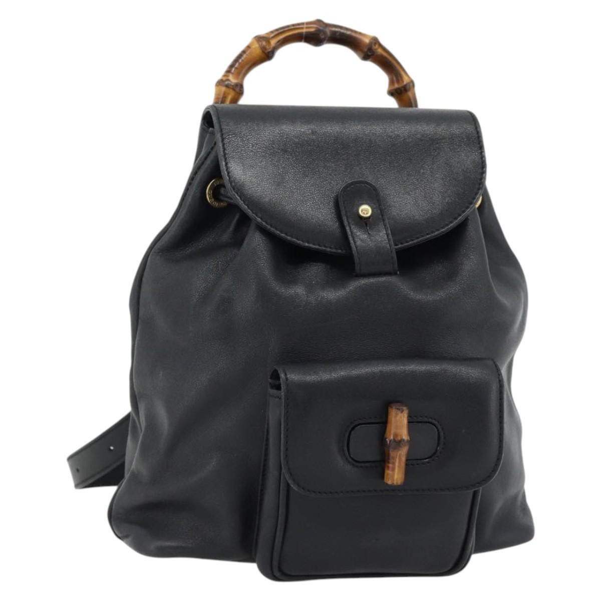 Gucci Gucci Vintage Bamboo Backpack Leather Size ONE SIZE - 1 Thumbnail
