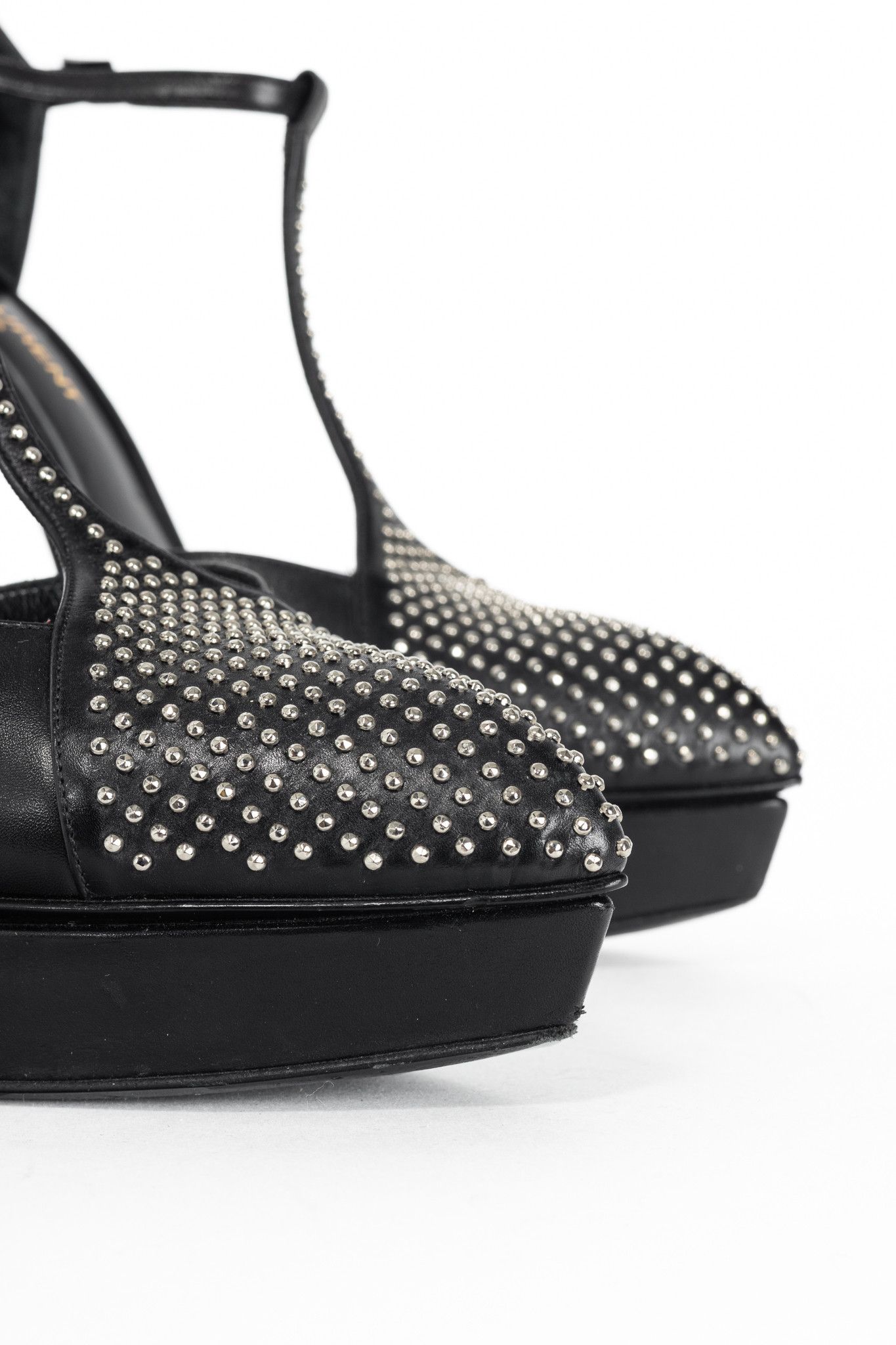 Saint Laurent Paris Saint Laurent Classic Janis 105 Leather Stud T-Strap Pumps Size US 6 / IT 36 - 7 Thumbnail