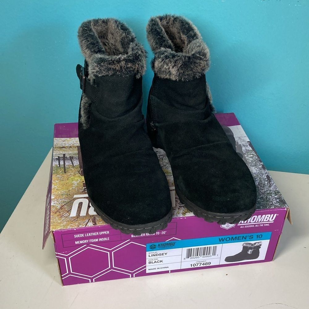 Other Khombu Lindsay Black Leather Ankle Boots Size 10 Size US 10 / IT 40 - 7 Thumbnail