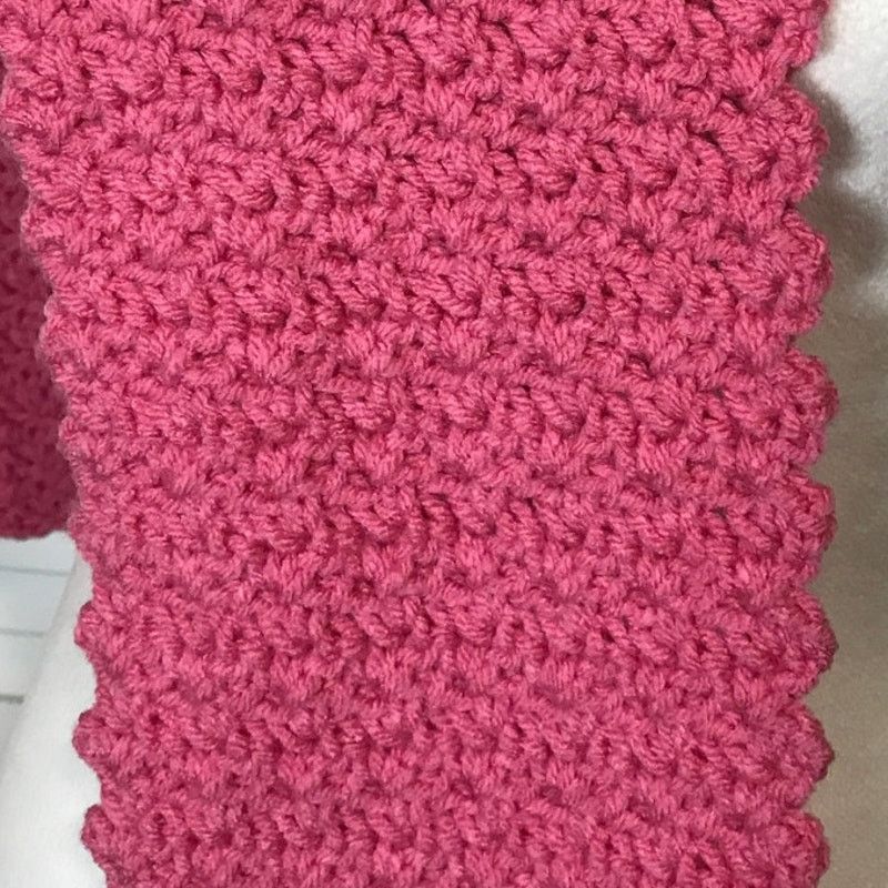 Handmade NWT Handmade Crocheted Pink Textured Beanie Scarf 71” Size ONE SIZE - 5 Thumbnail