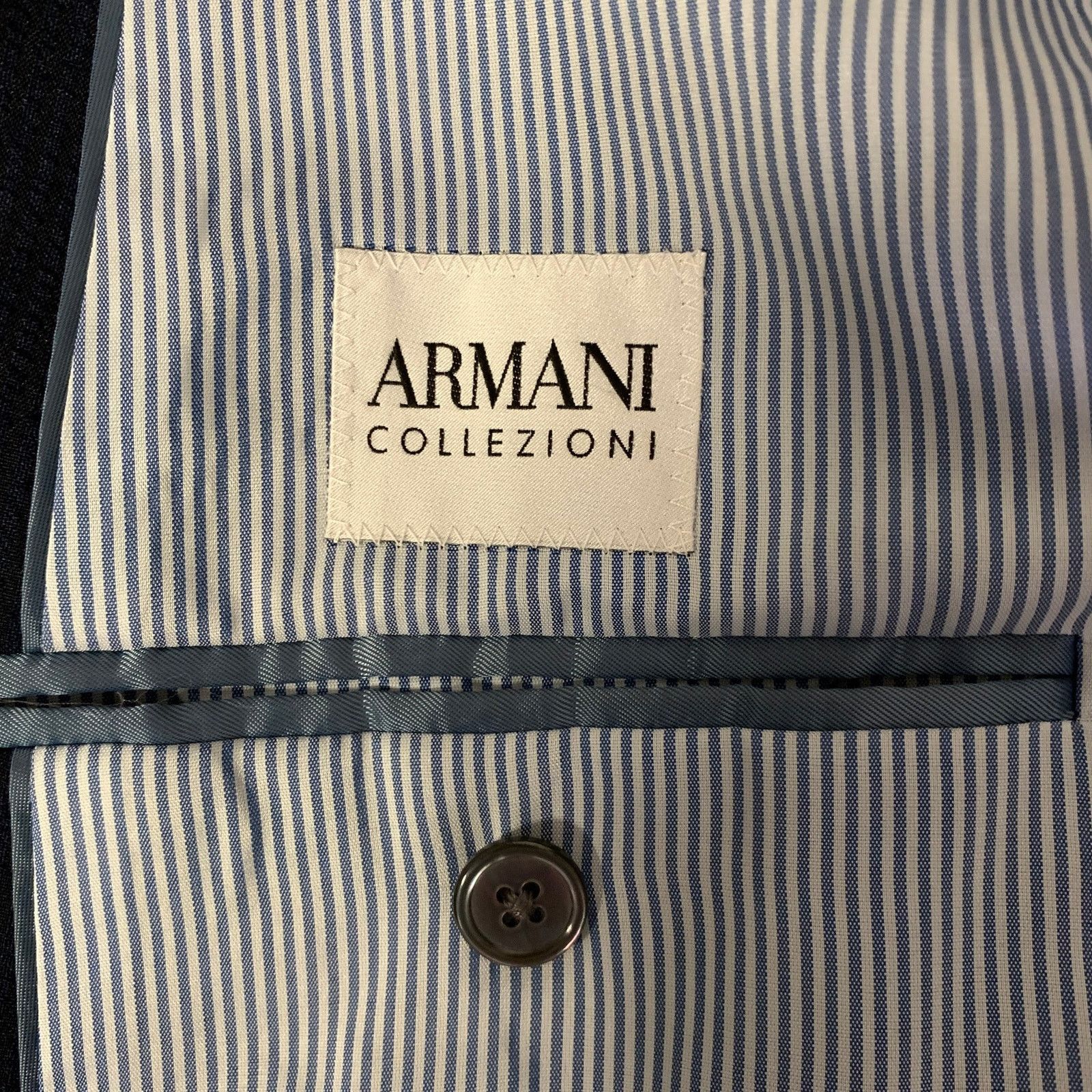 Armani Collezioni ARMANI COLLEZIONI 44 Navy Seersucker Polyester Sport Coat Size 44R - 5 Thumbnail