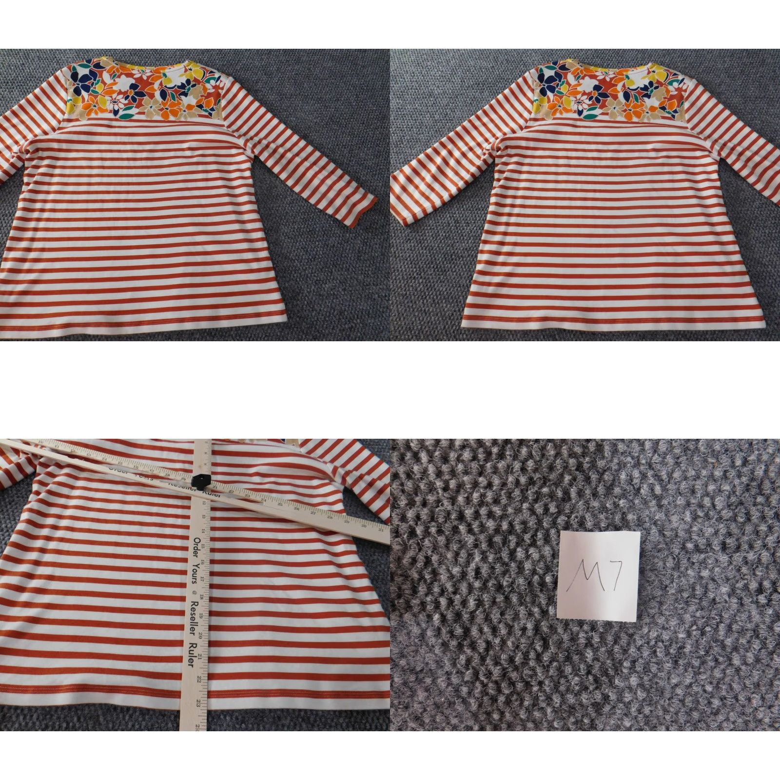 Vintage Kim Rogers Blouse PXL Petites Women Orange Striped Crew Neck Pullover Top Shirt Size XL / US 12-14 / IT 48-50 - 8 Thumbnail