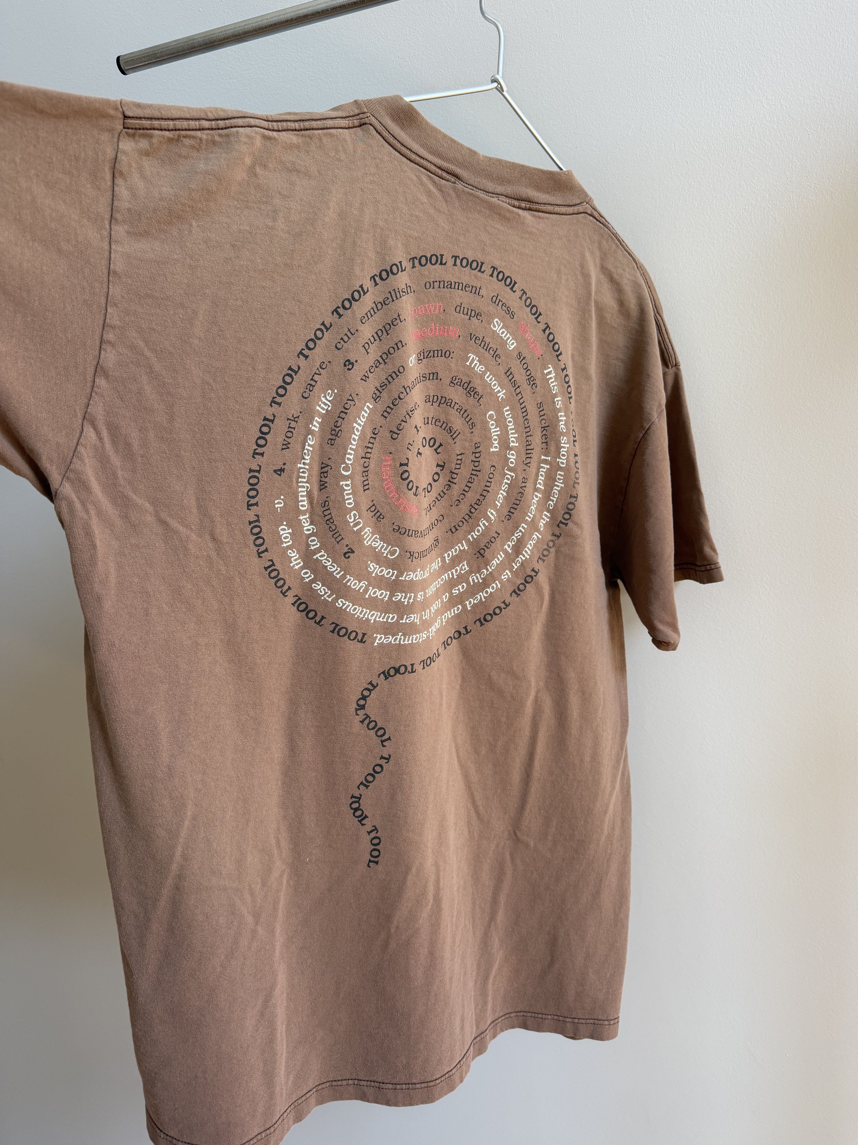Vintage 1990's Faded Brown TOOL Spiral T-Shirt Size US XL / EU 56 / 4 - 5 Thumbnail