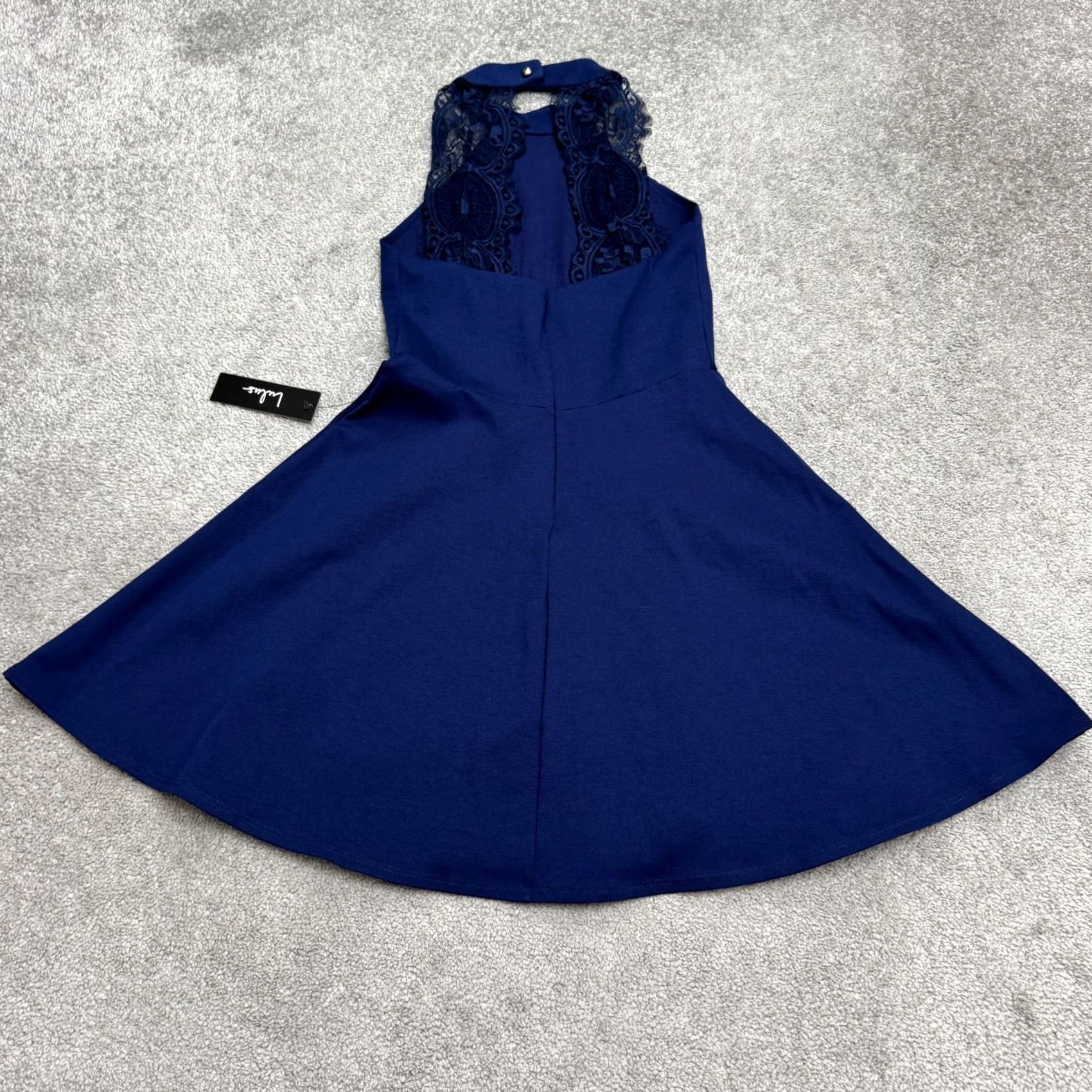 Lulus Lulus Lace Halter A-Line Mini Dress Womens Small Navy Blue Sleeveless Party NWT Size S / US 4 / IT 40 - 2 Thumbnail