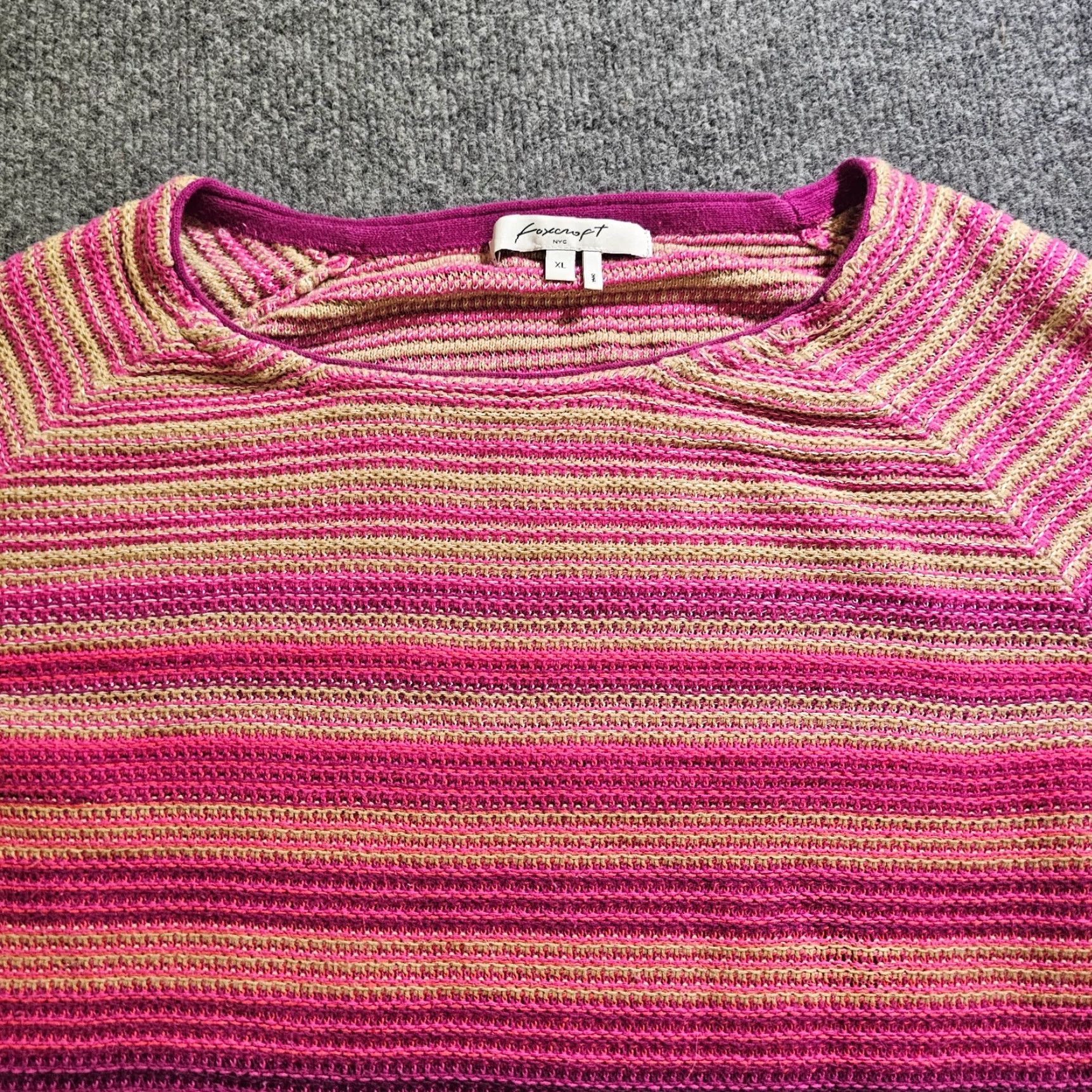 Vintage Foxcroft Sweater Top Womens XL Pink Purple Striped Long Sleeve Round Neck Casual Size XL / US 12-14 / IT 48-50 - 2 Thumbnail