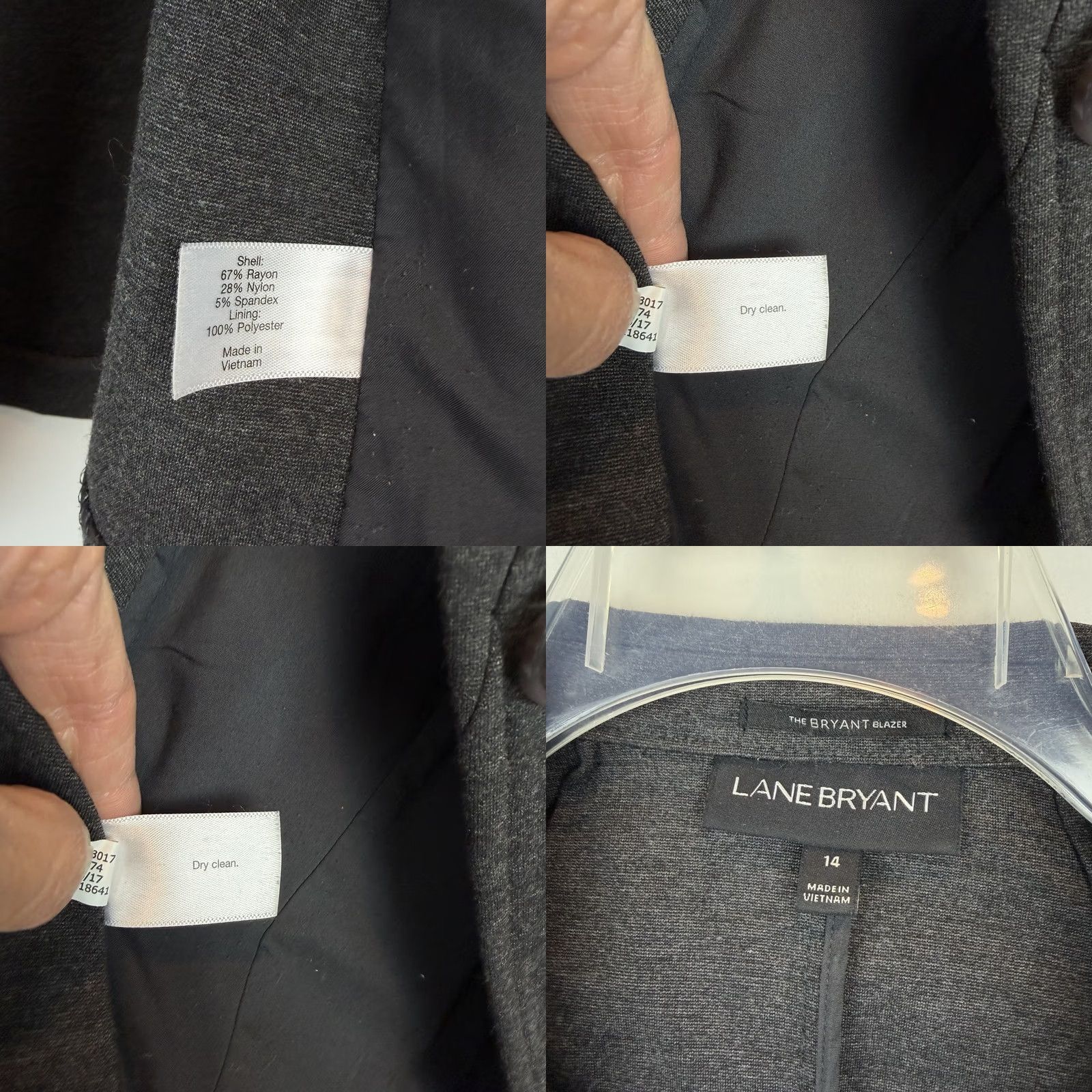 Vintage Lane Bryant Blazer Womens 14 Gray One Button Knit Office Jacket/Coat Blazer Dress Shirt? (omit) Size XL / US 12-14 / IT 48-50 - 8 Thumbnail