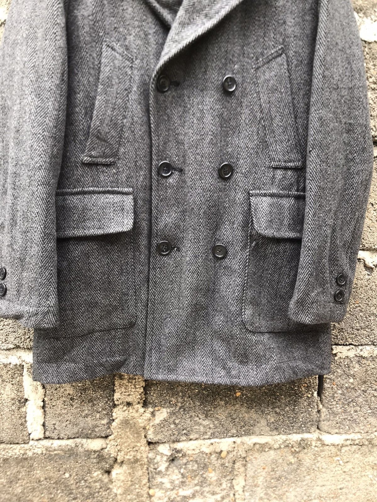 GU 🔥Japanese Brand GU Herringbone Double Breasted Peacoat Size US L / EU 52-54 / 3 - 4 Thumbnail