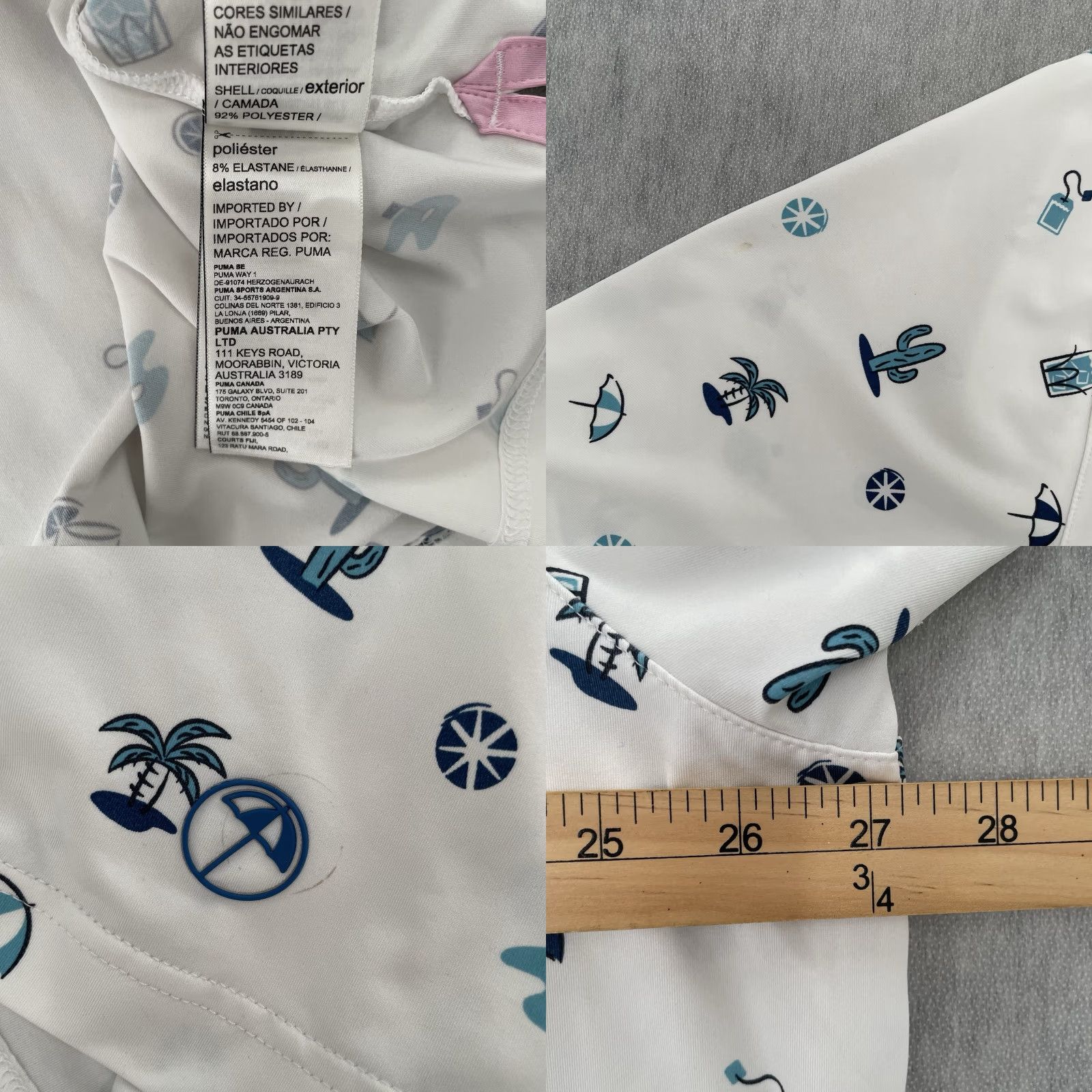 Puma PUMA Golf Polo Shirt Adult 2XL White Allover Print Geometric Arnold Palmer Beach Desert Casual Golf Men 2XL White Polo Mens Size US XXL / EU 58 / 5 - 8 Thumbnail