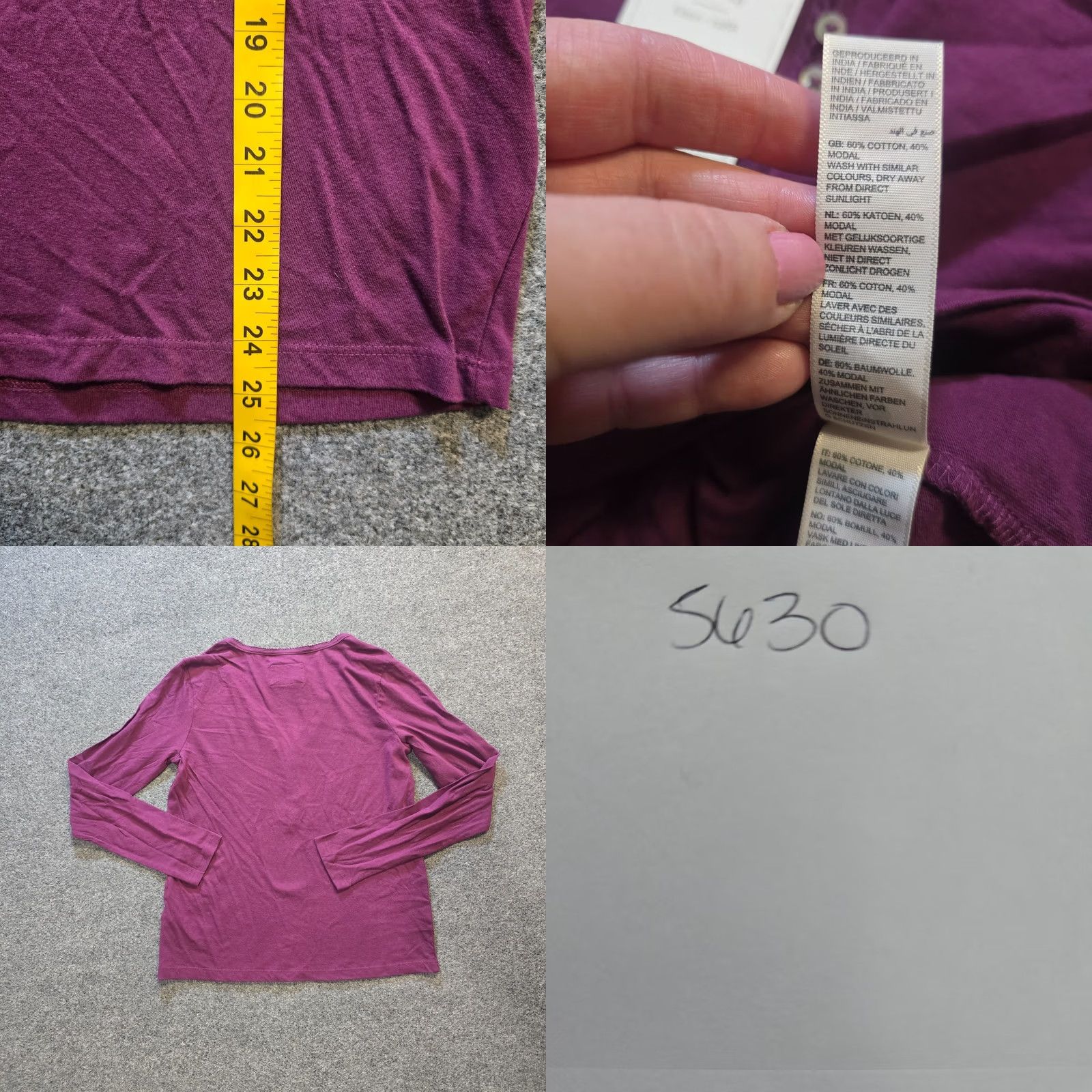FatFace Fat Face Top Womens Size 10 Purple Henley Pajama Long Sleeve Lounge Casual Cozy Size L / US 10 / IT 46 - 8 Thumbnail