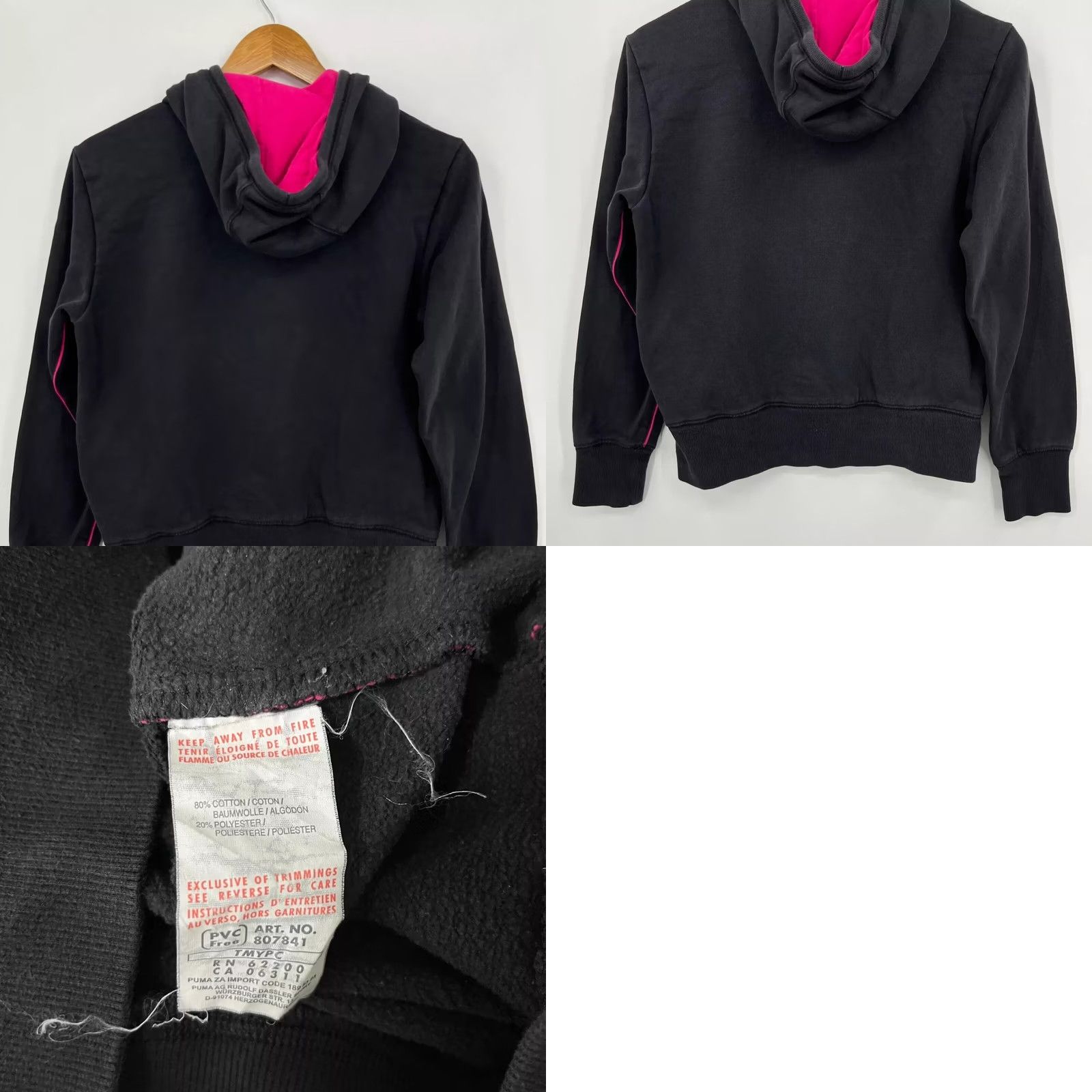 Puma PUMA Pullover Hoodie Women S Black Pink Drawstring Logo Pocket Size S / US 4 / IT 40 - 8 Thumbnail