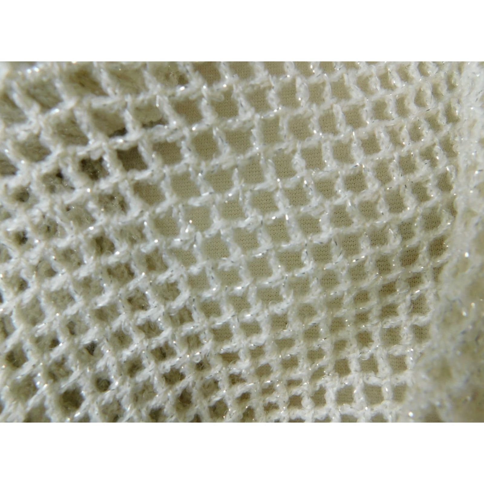 Steve Madden Steve Madden Infinity Scarf Fishnet Ivory Metallic Thread Cowl - 29" x 21" Womens Size ONE SIZE - 3 Thumbnail
